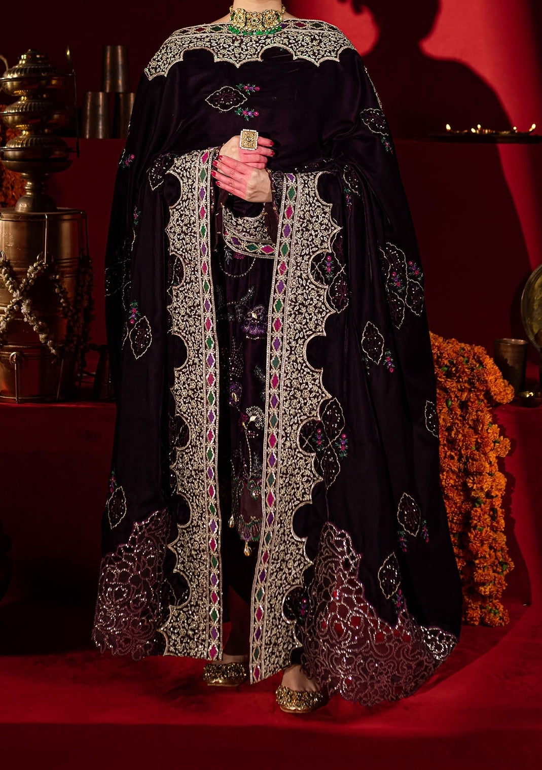 Nureh Embroidered Pakistani Luxury Velvet Dress