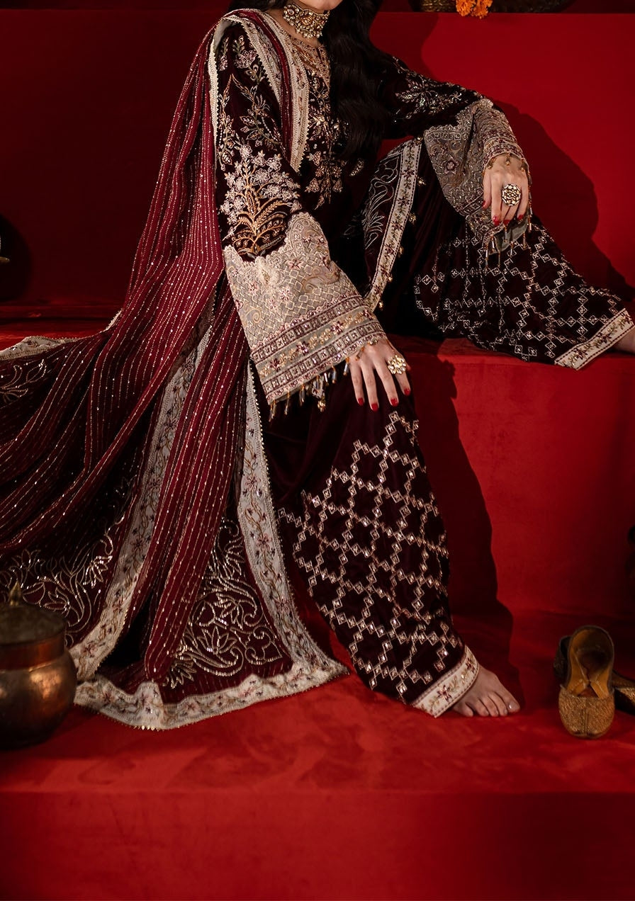 Nureh Embroidered Pakistani Luxury Velvet Dress - db28457 Nureh Embroidered Pakistani Luxury Velvet Dress - db28457