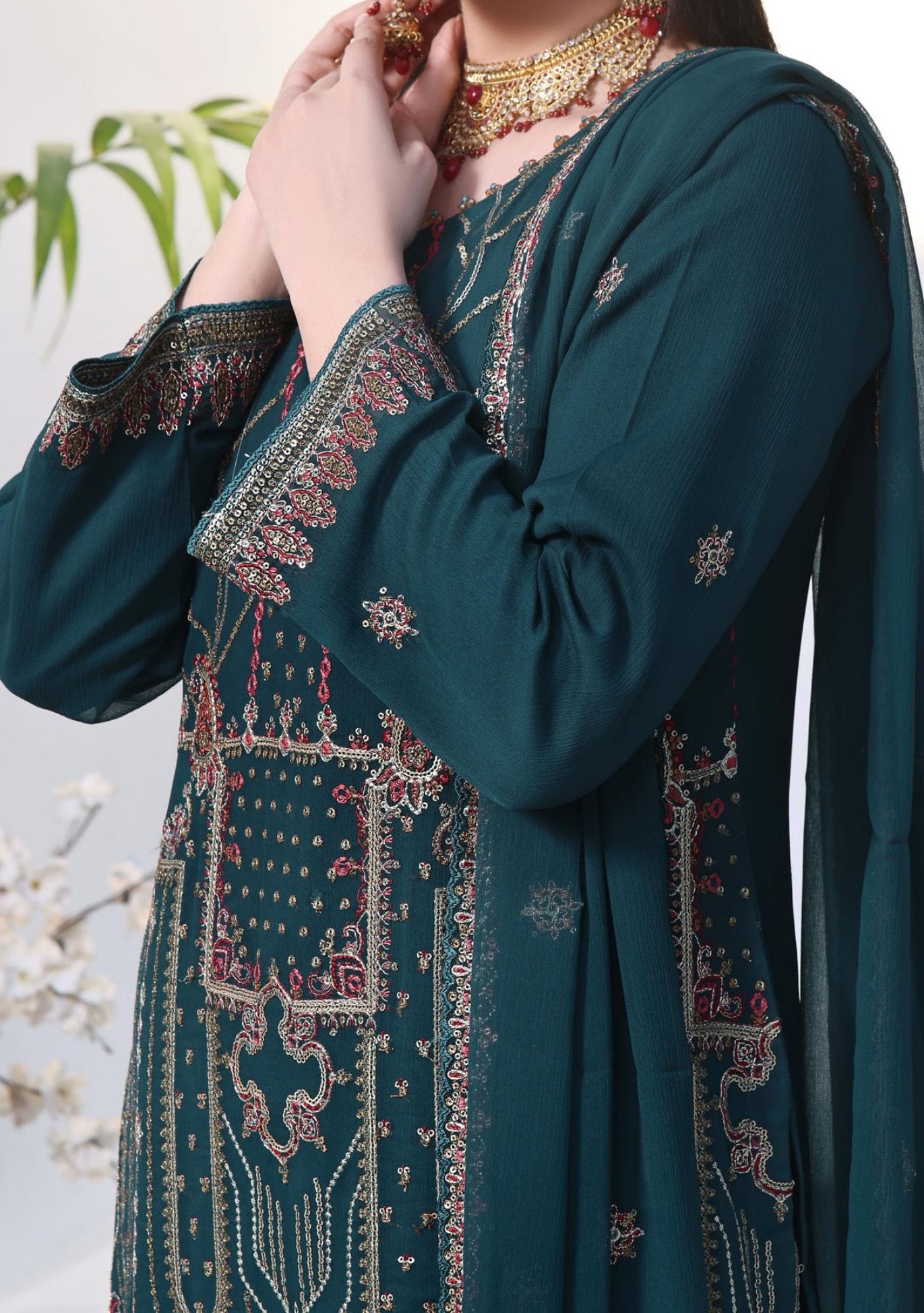 Bin Hameed Rameen Heavy Embroidered Chiffon Dress