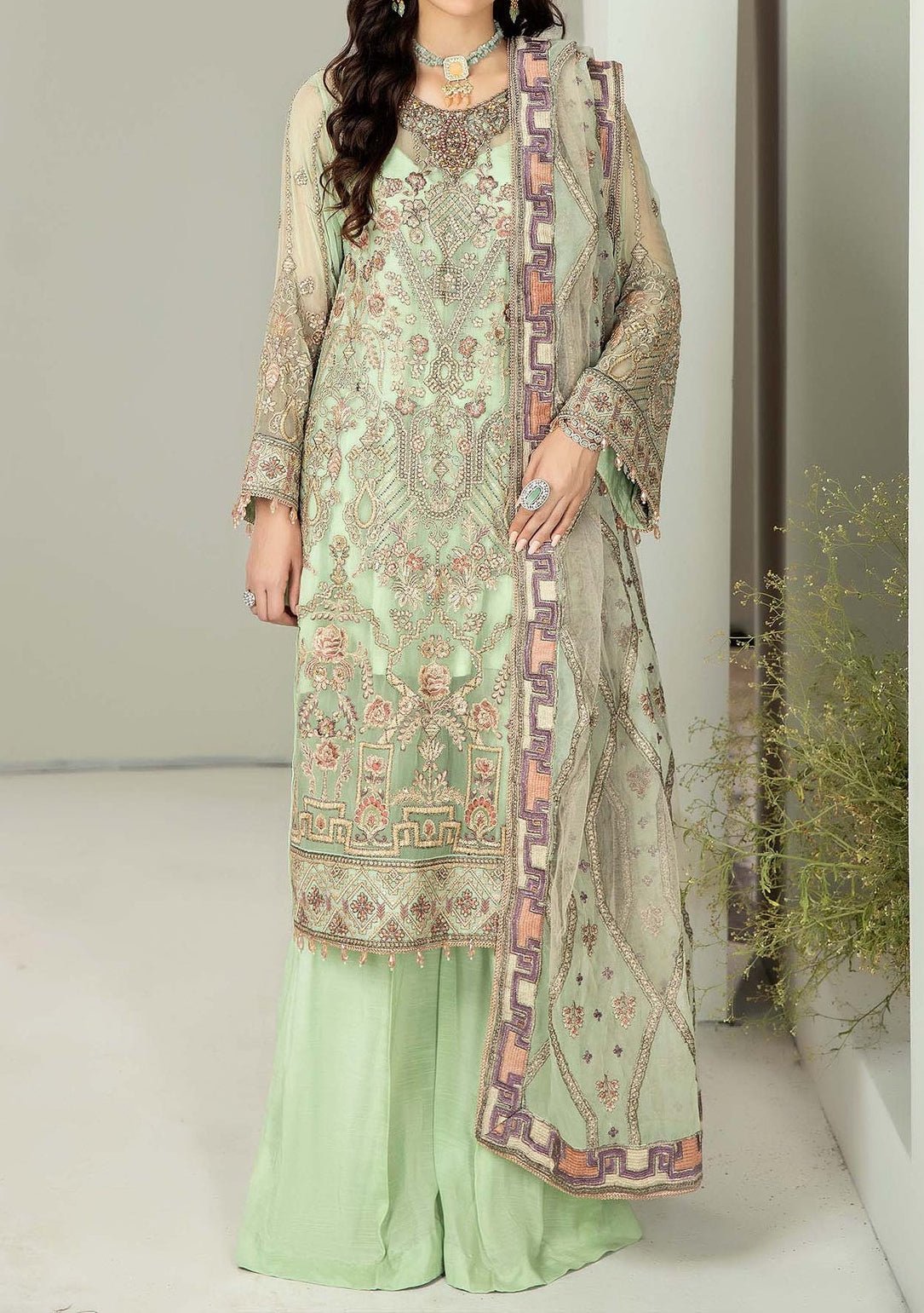 Adan's Libas Alyana Pakistani Luxury Chiffon Dress - db27048