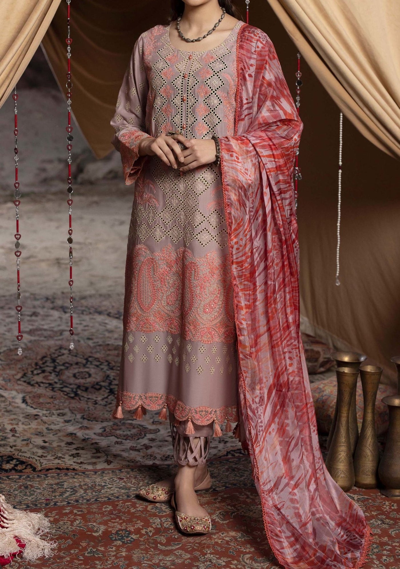 Adan's Libas Hafsa Zia Pakistani Embroidered Lawn Dress - db25984