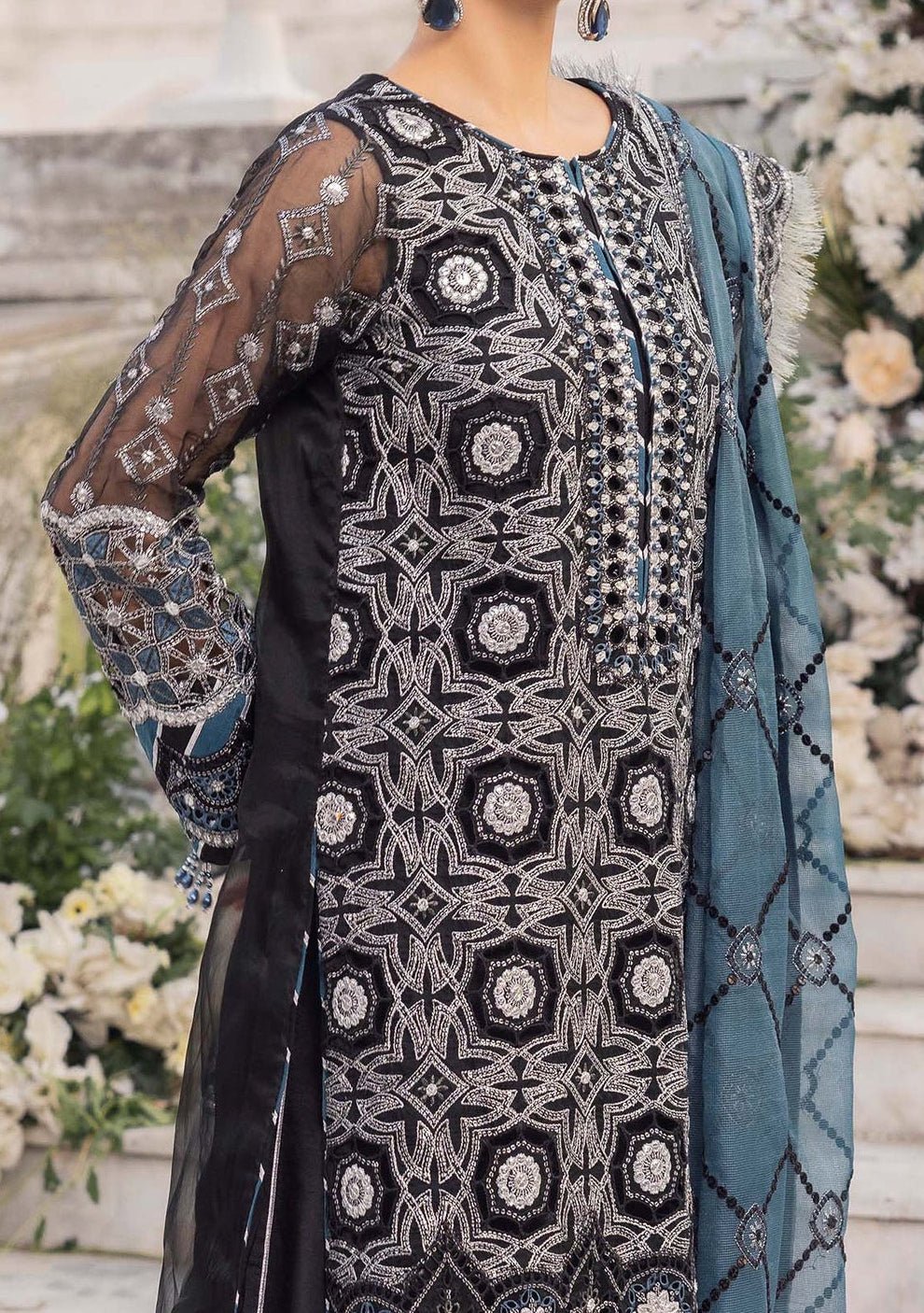 Adan's Libas Lunar Elegance Pakistani Luxury Palazzo Suit - db27324