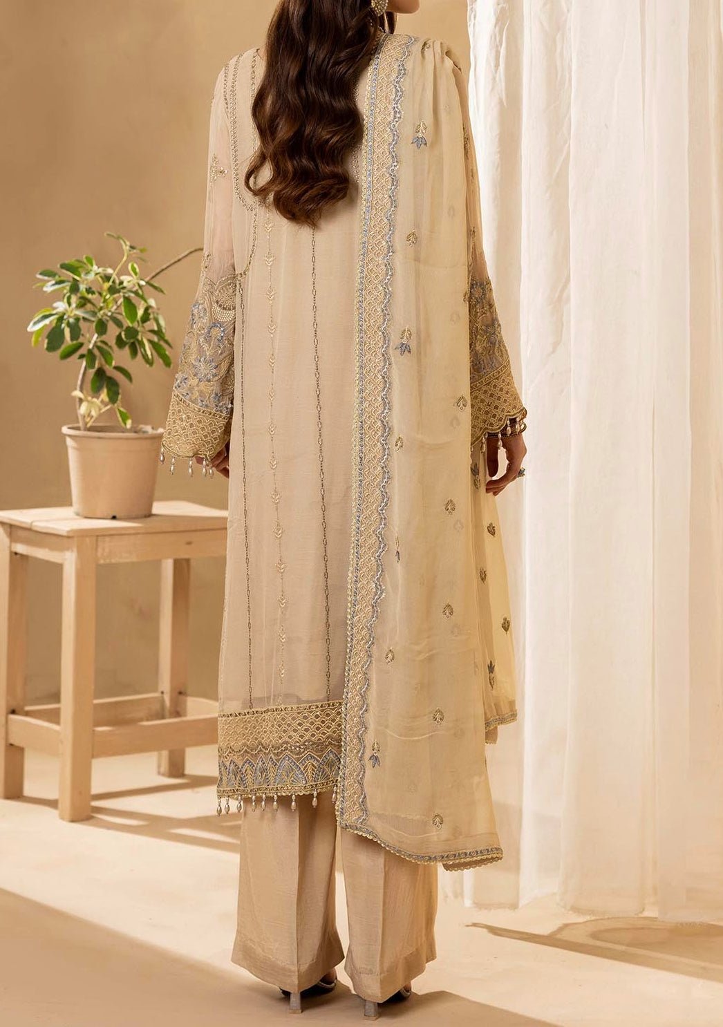 Adan's Libas Pakistani Embroidered Chiffon Dress - db26053