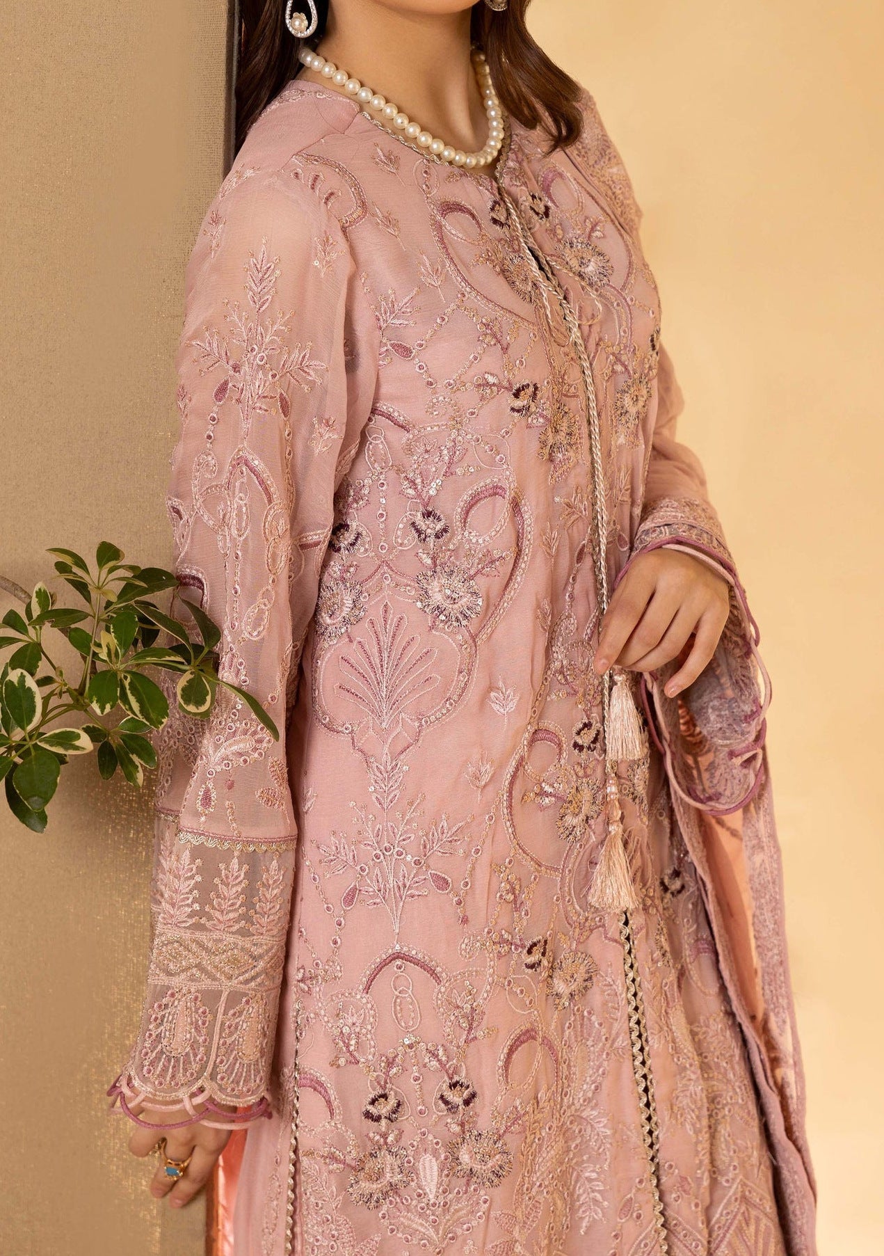 Adan's Libas Pakistani Embroidered Chiffon Dress - db26055