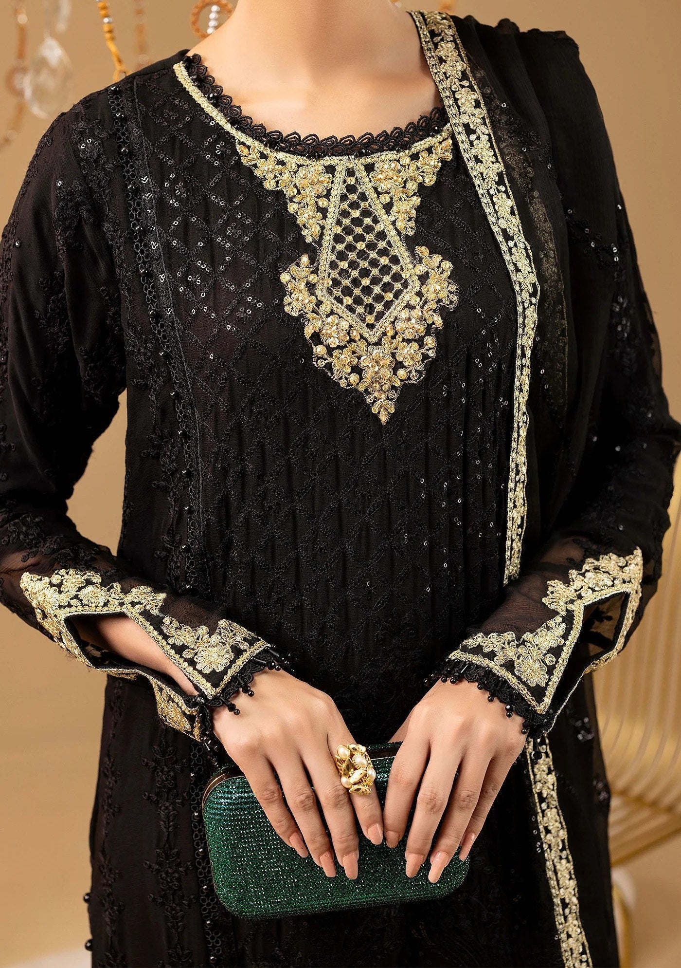 Adan's Libas Pakistani Luxury Chiffon Dress - db30054