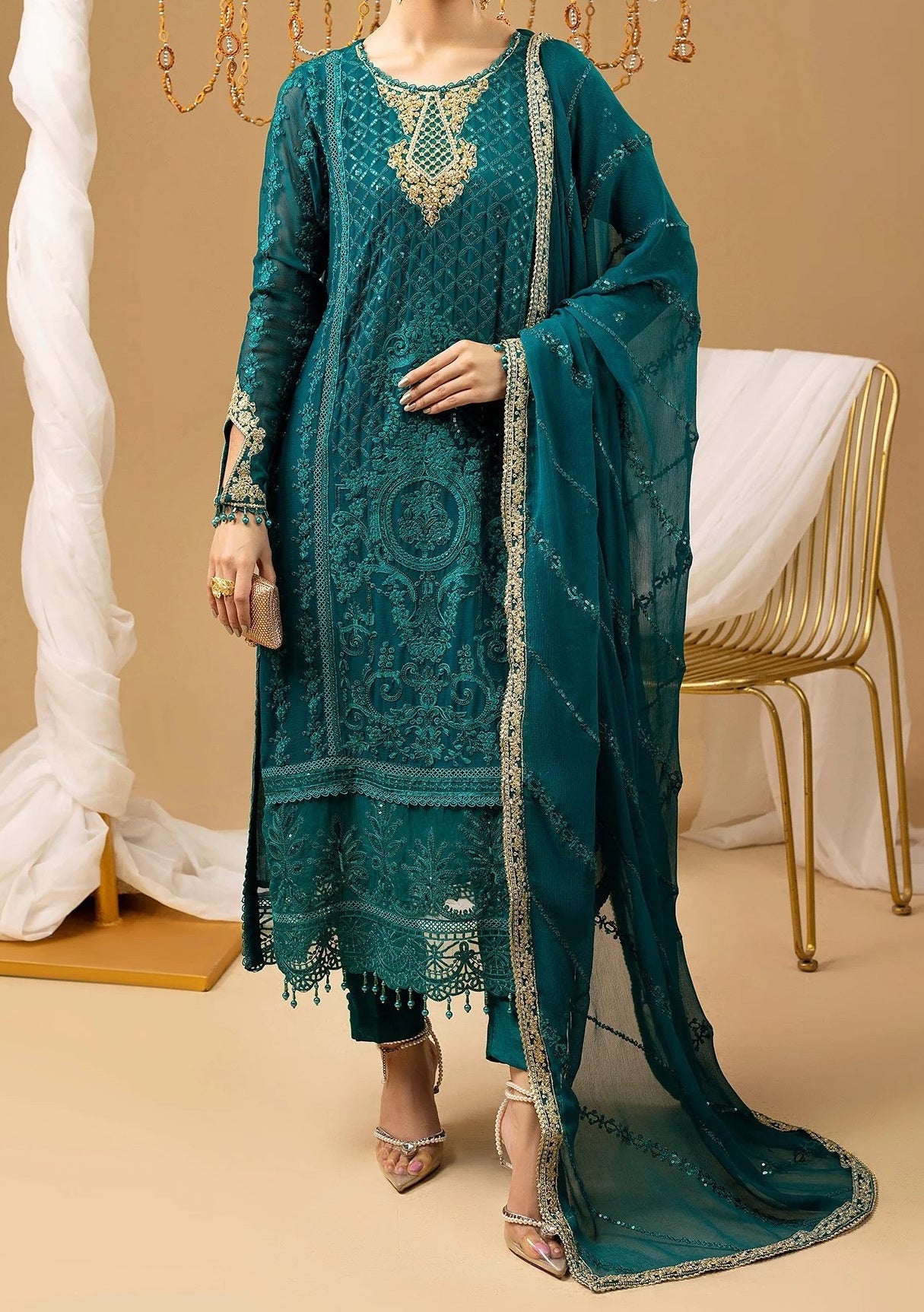 Adan's Libas Pakistani Luxury Chiffon Dress - db30055