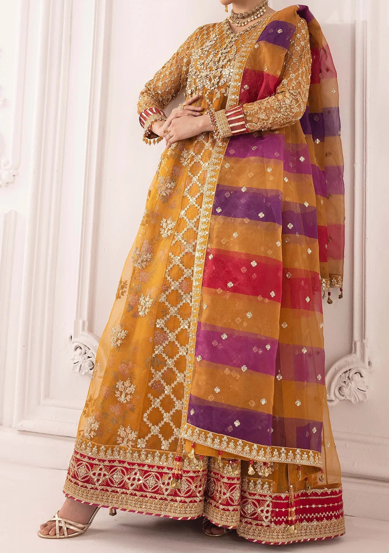 Adan's Libas Perfume Pakistani Luxury Organza Dress - db30301