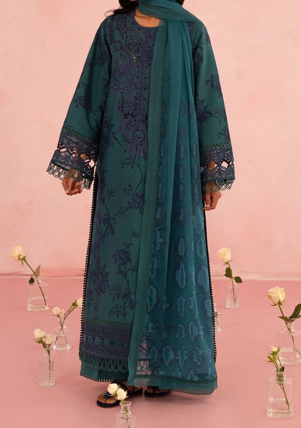 Afrozeh Floral Charm Pakistani Luxury Lawn Dress - db28141