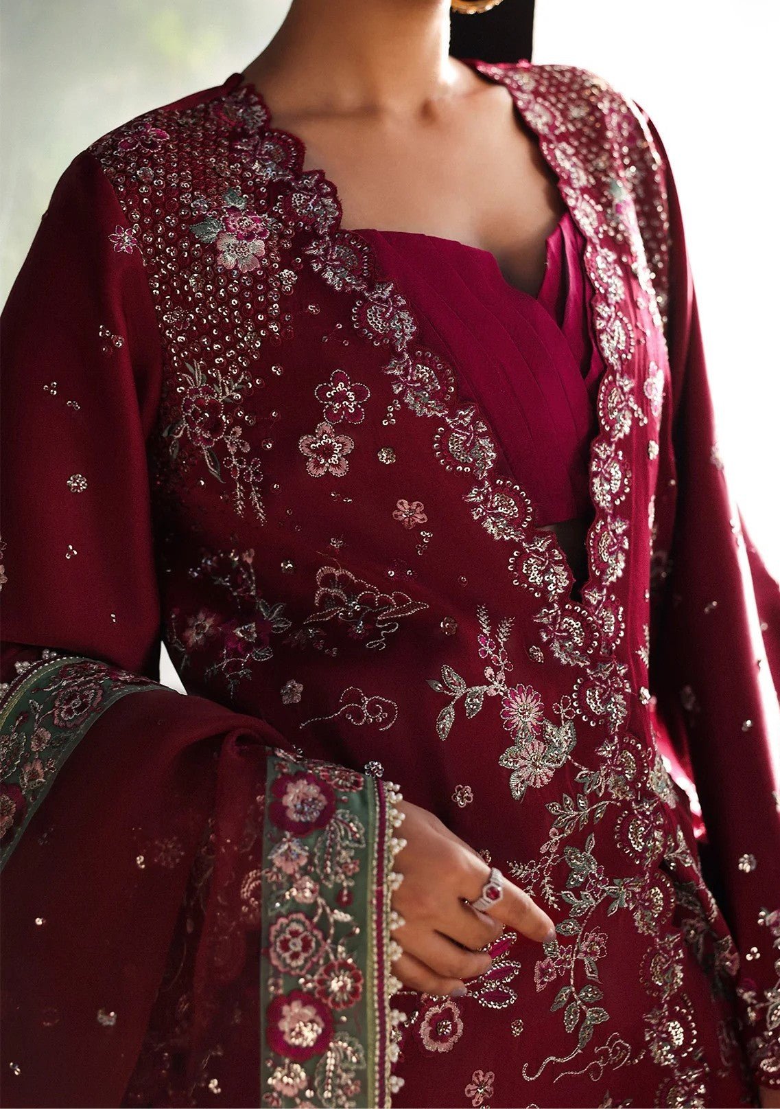 Afrozeh La Fuchsia Pakistani Luxury Dress - db29923