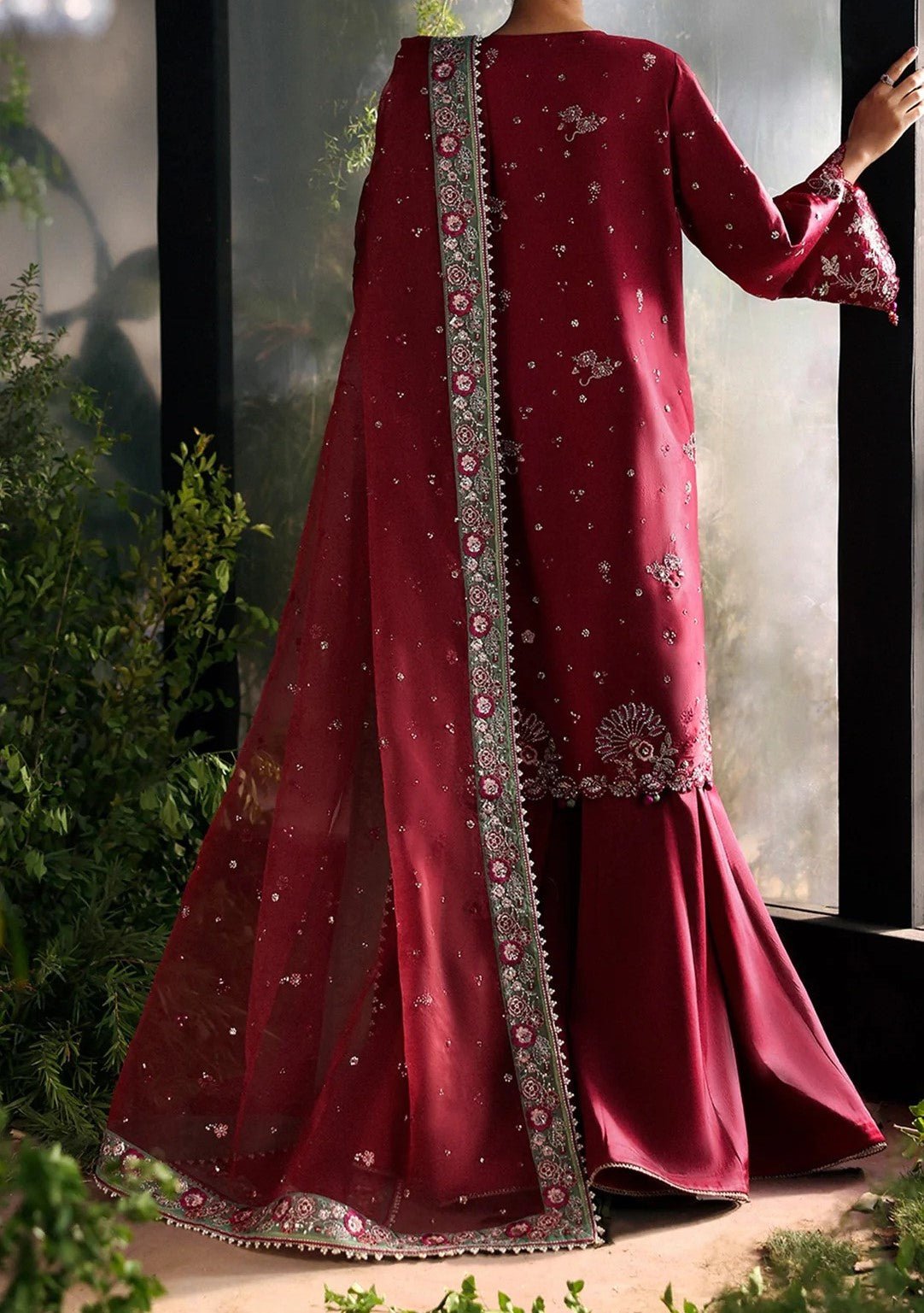 Afrozeh La Fuchsia Pakistani Luxury Dress - db29923
