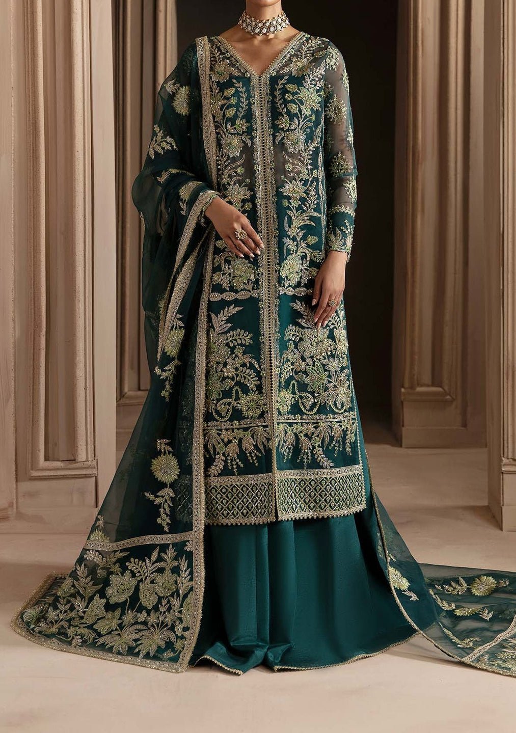 Latest new arrival of Pakistani designer online salwar kameez chiffon embroidered dress made on custom order