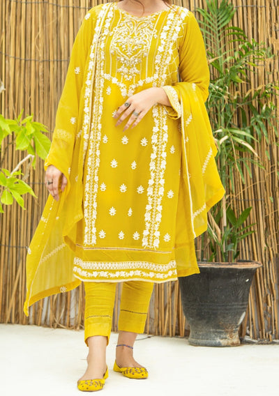 Al Jannat Ready Made Embroidered Chiffon Dress - db27817