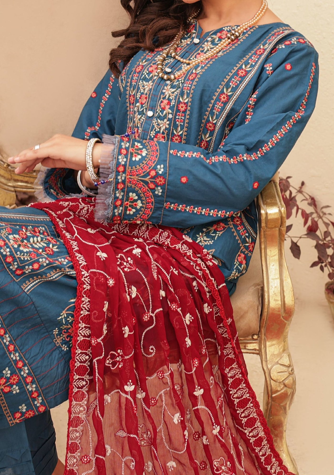 Bella Ready Made Pakistani Heavy Embroidered Lawn Dress - db25854