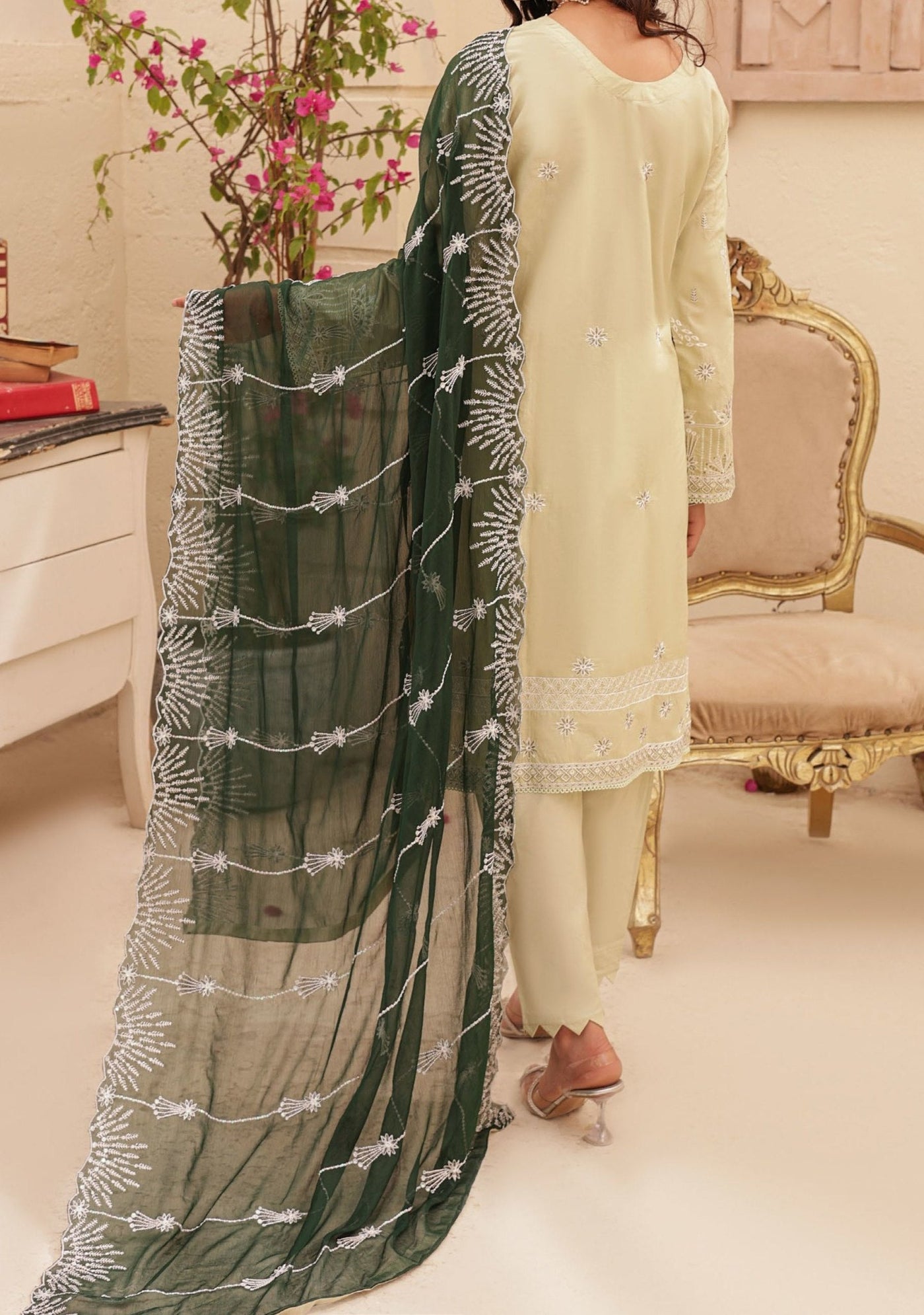 Bella Ready Made Pakistani Heavy Embroidered Lawn Dress - db25850