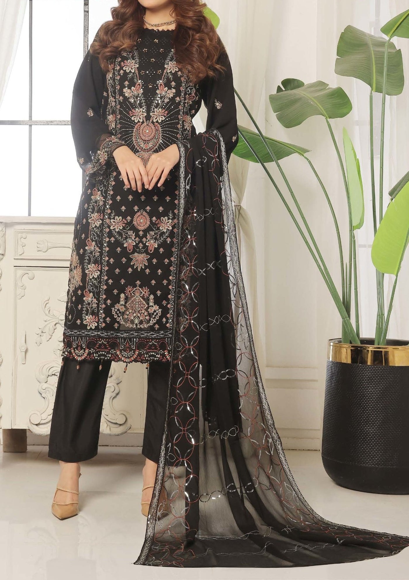 Bin Hameed Aabira Luxury Embroidered Chiffon Dress - db29484