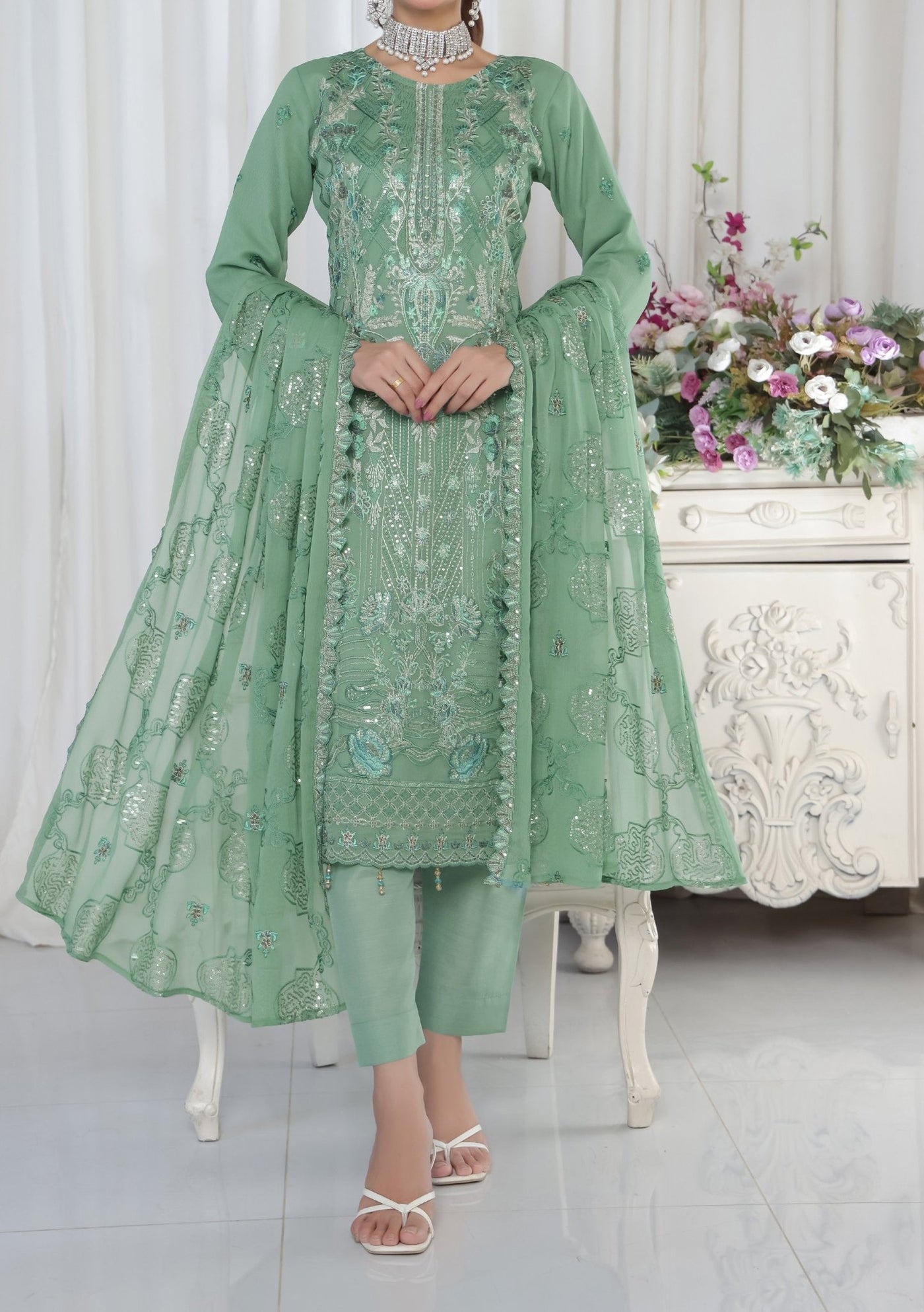 Bin Hameed Aafrin Luxury Embroidered Chiffon Dress - db30223