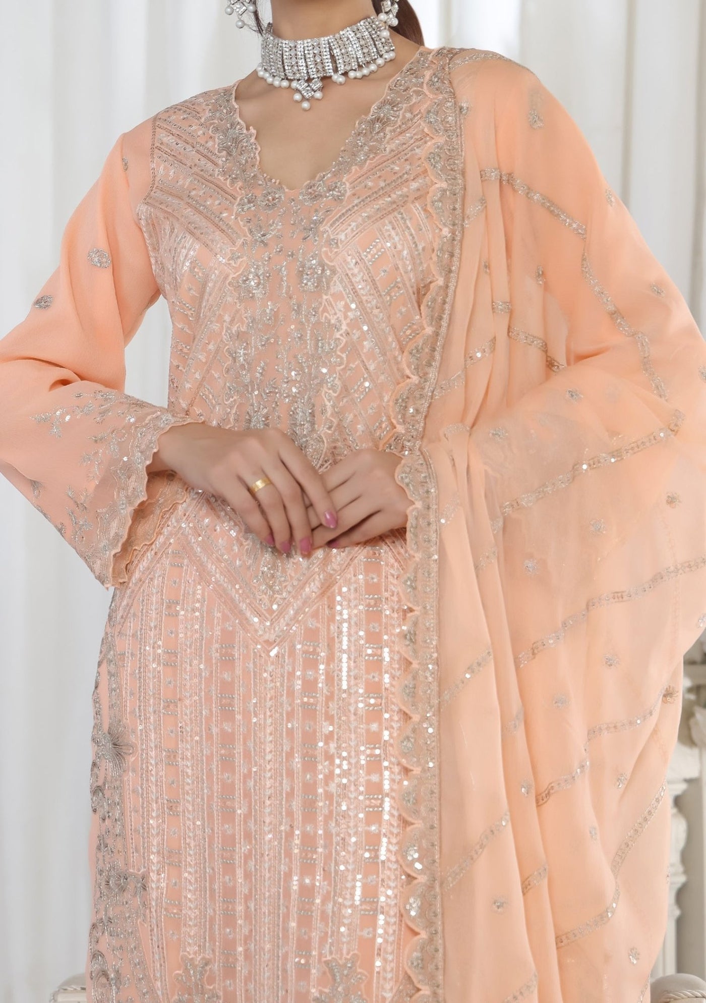 Bin Hameed Aafrin Luxury Embroidered Chiffon Dress - db30226