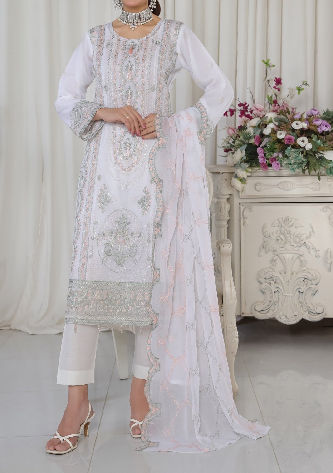 Bin Hameed Aafrin Luxury Embroidered Chiffon Dress - db30224