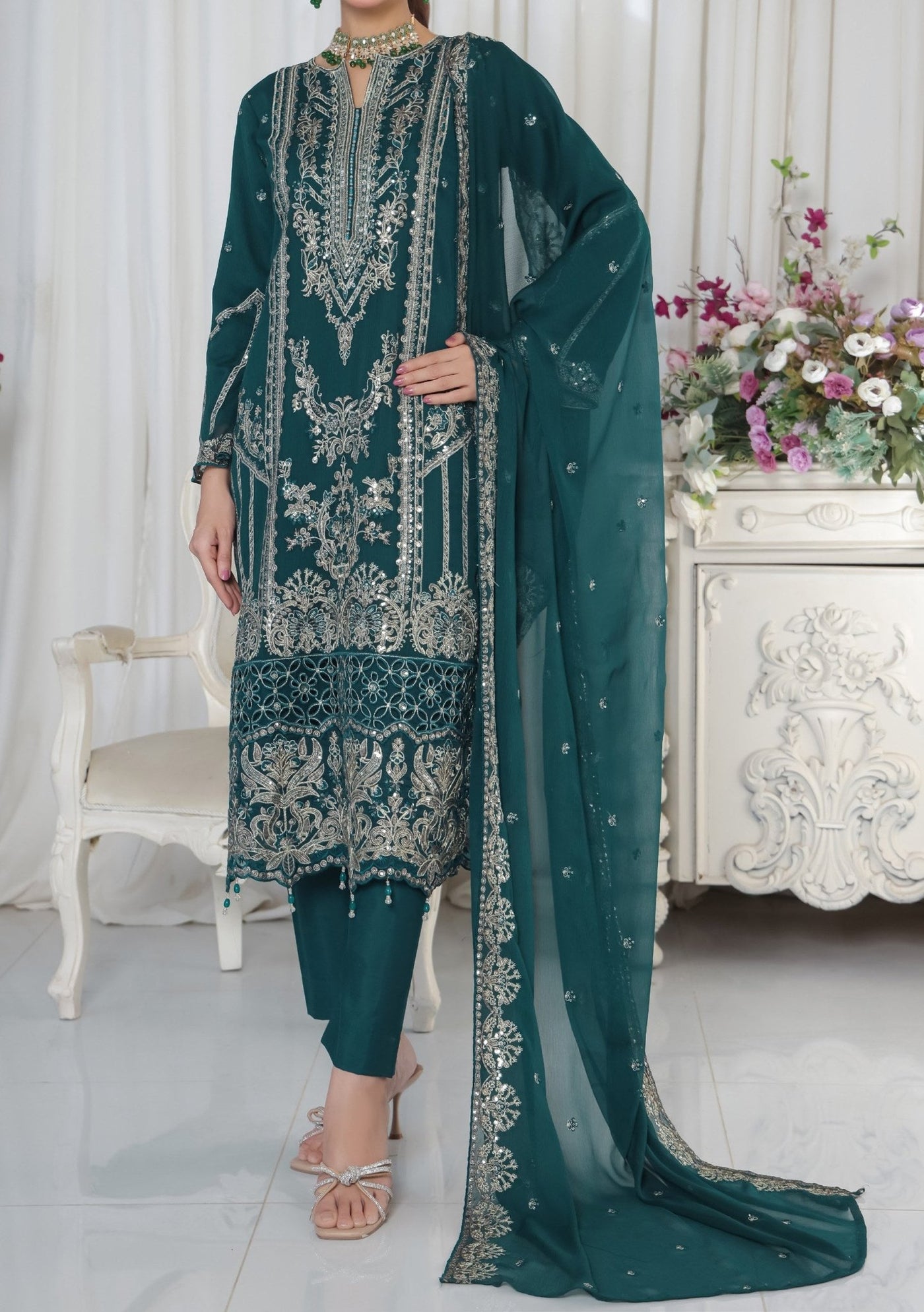 Bin Hameed Aafrin Luxury Embroidered Chiffon Dress - db30227