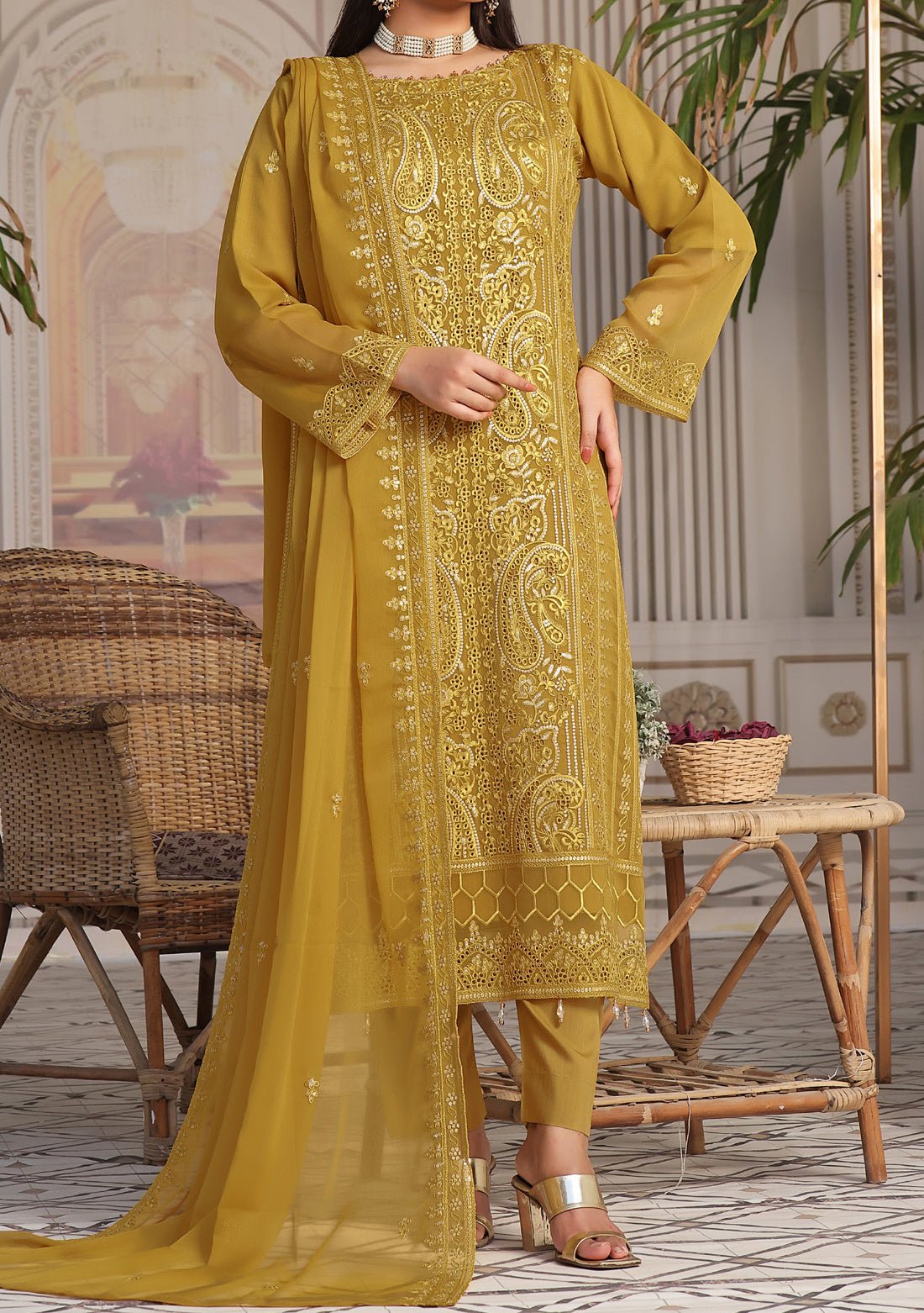 Bin Hameed Alishba Heavy Embroidered Chiffon Dress - db26202