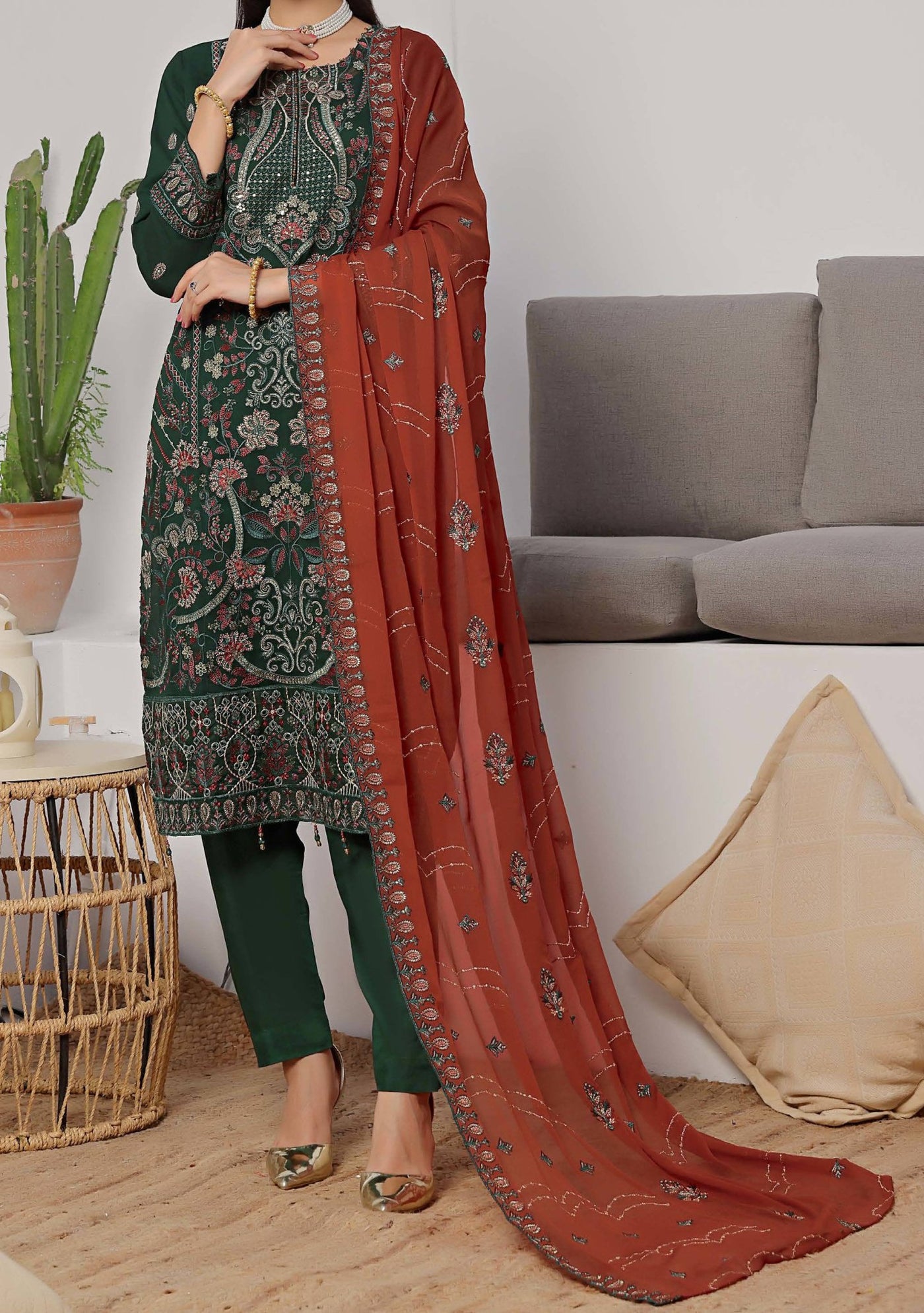 Bin Hameed Azure Luxury Embroidered Chiffon Dress - db28689