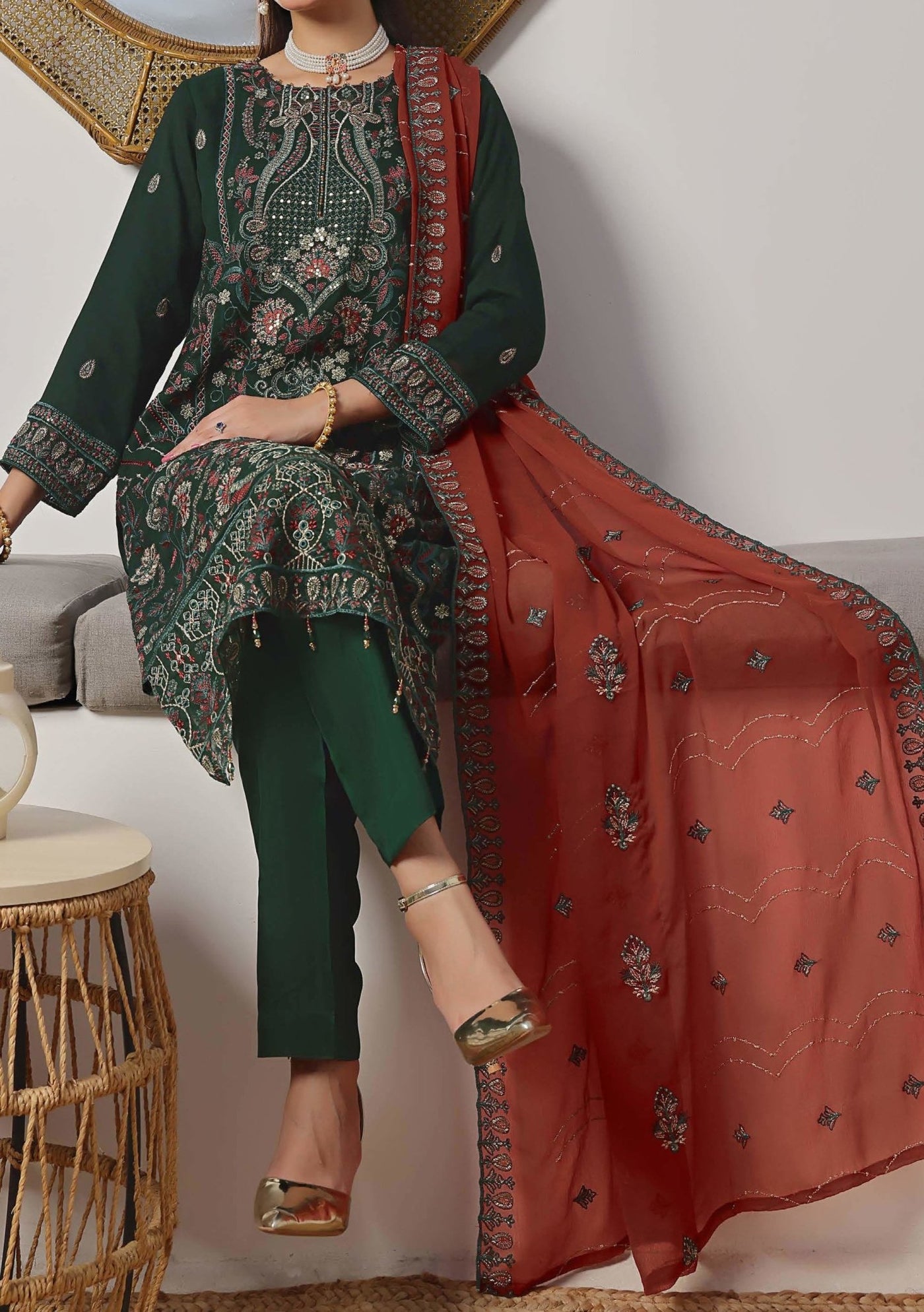 Bin Hameed Azure Luxury Embroidered Chiffon Dress - db28689