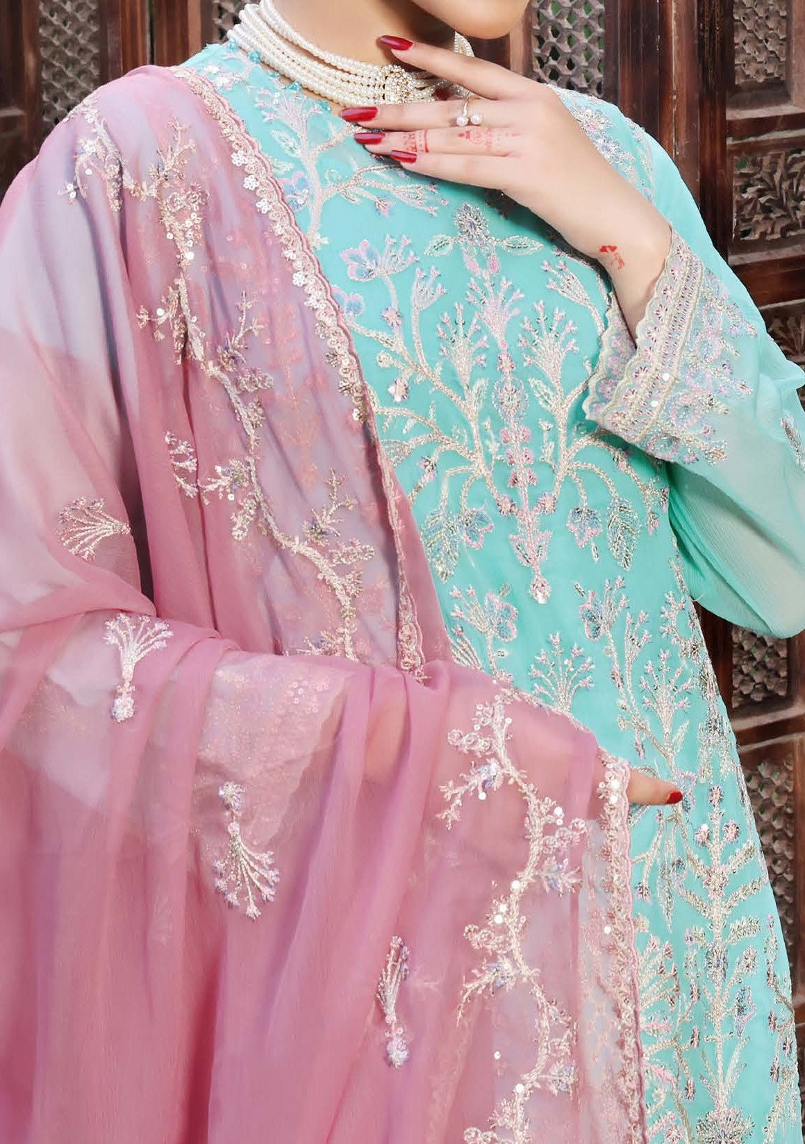 Bin Hameed Himsa Luxury Embroidered Chiffon Dress - db27975