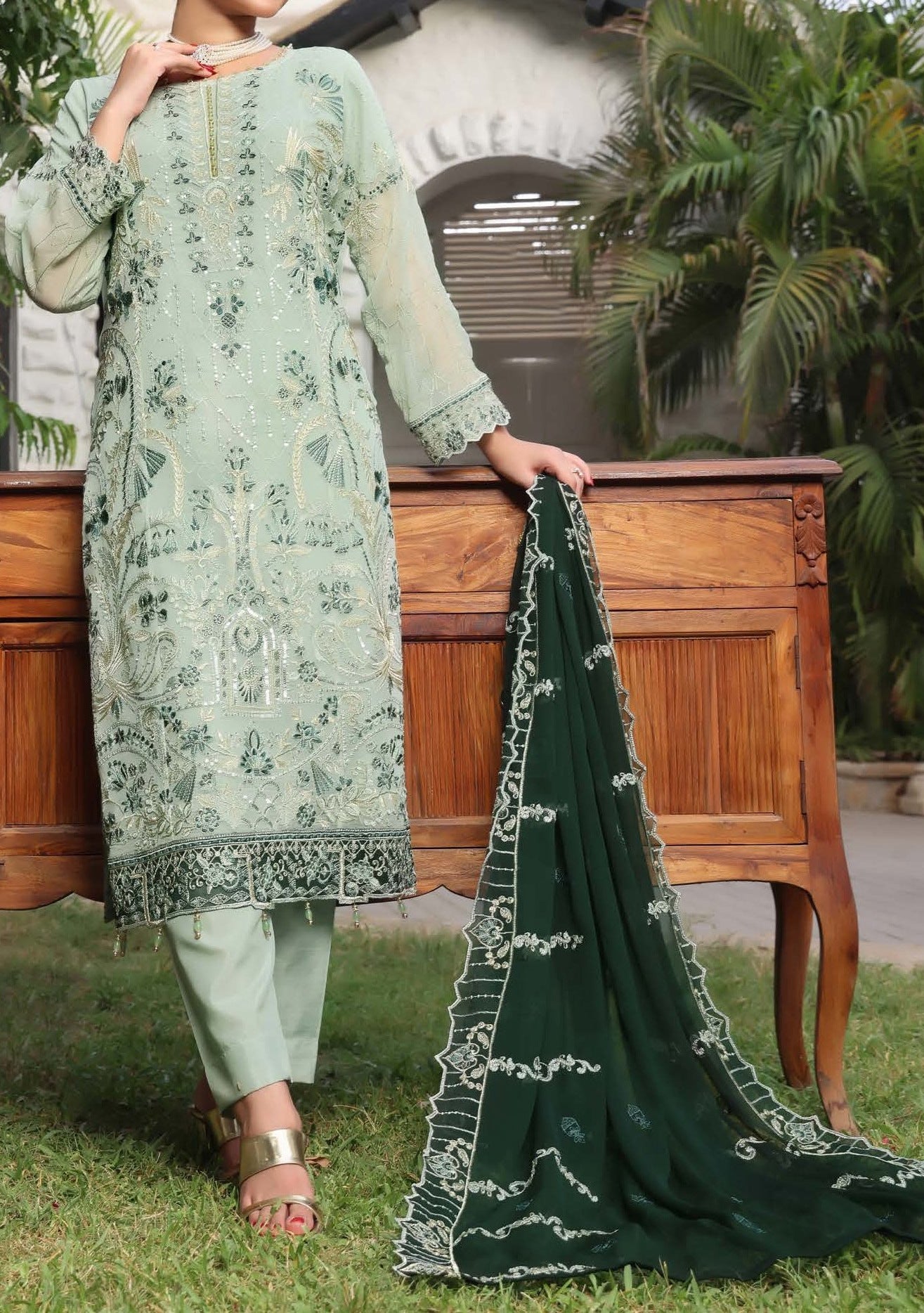 Bin Hameed Himsa Luxury Embroidered Chiffon Dress - db27973