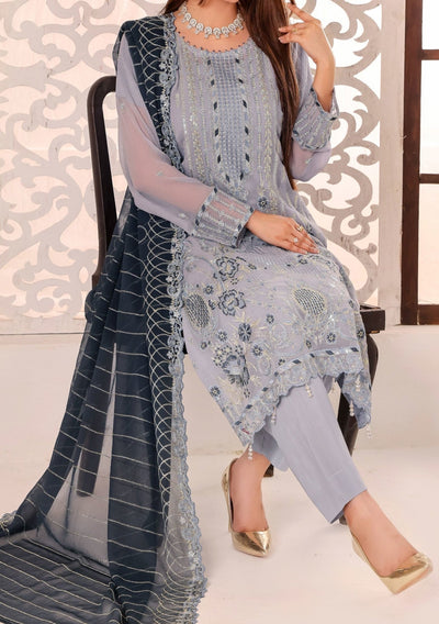 Bin Hameed Maah Rang Heavy Embroidered Chiffon Dress - db26021