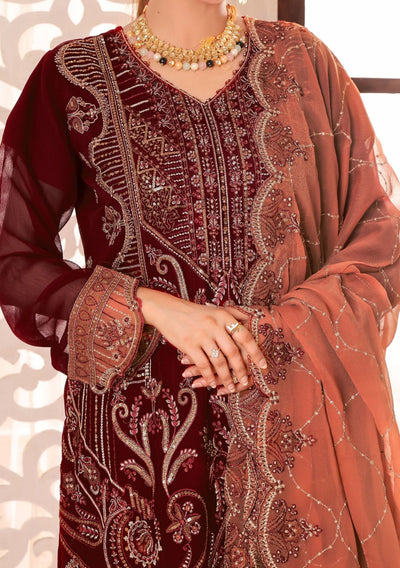 Bin Hameed Maah Rang Heavy Embroidered Chiffon Dress - db26022