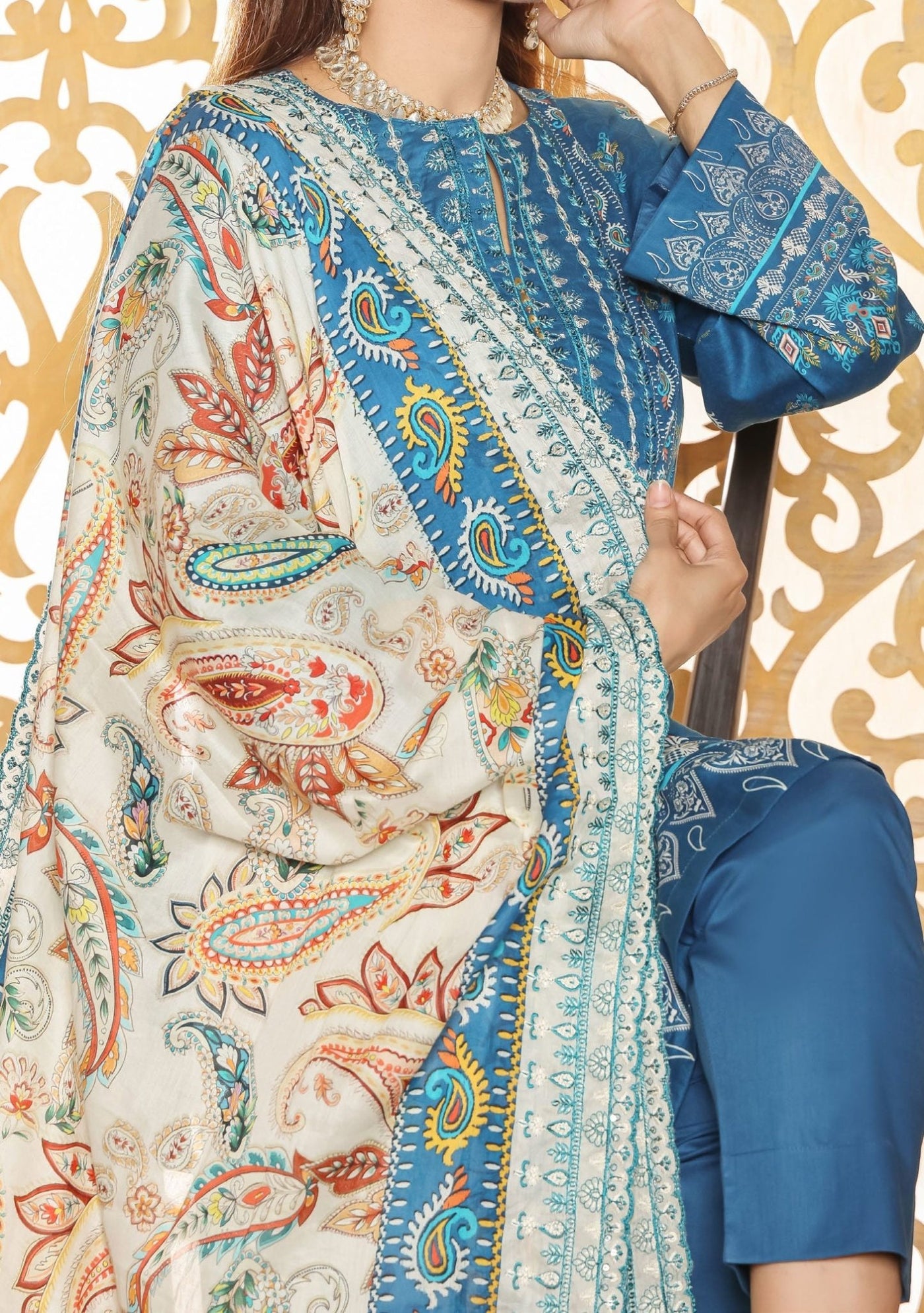 Bin Hameed Mahrukh Embroidered Printed Lawn Dress - db26161