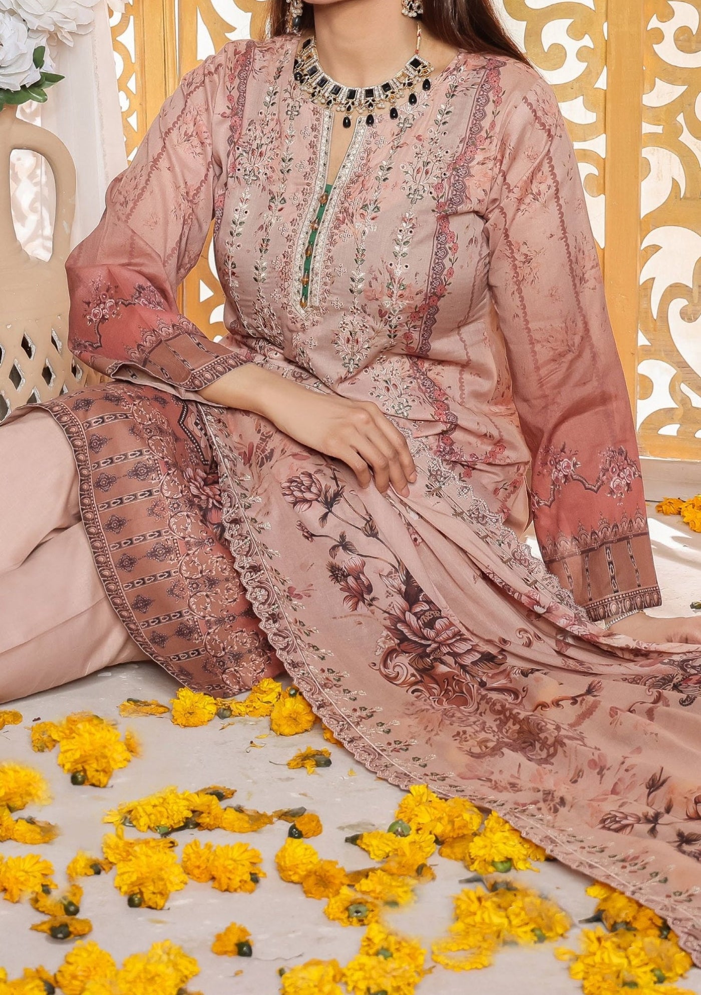 Bin Hameed Mahrukh Embroidered Printed Lawn Dress - db26157