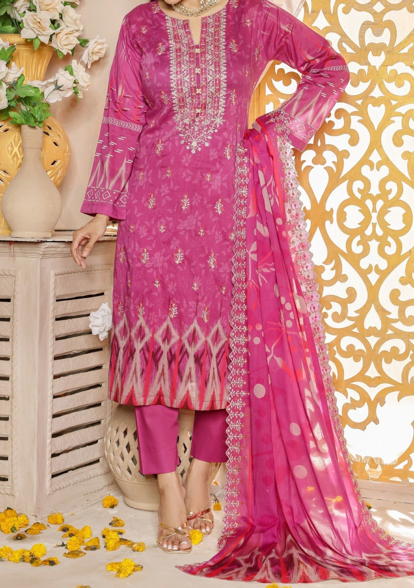 Bin Hameed Mahrukh Embroidered Printed Lawn Dress - db26160