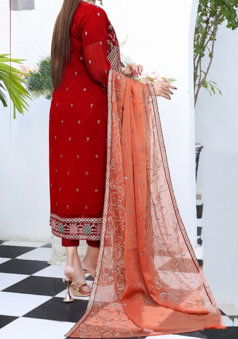 open lace back dress Solid Pure Chiffon - Pakistan's 1st Online Saree Store main image 1