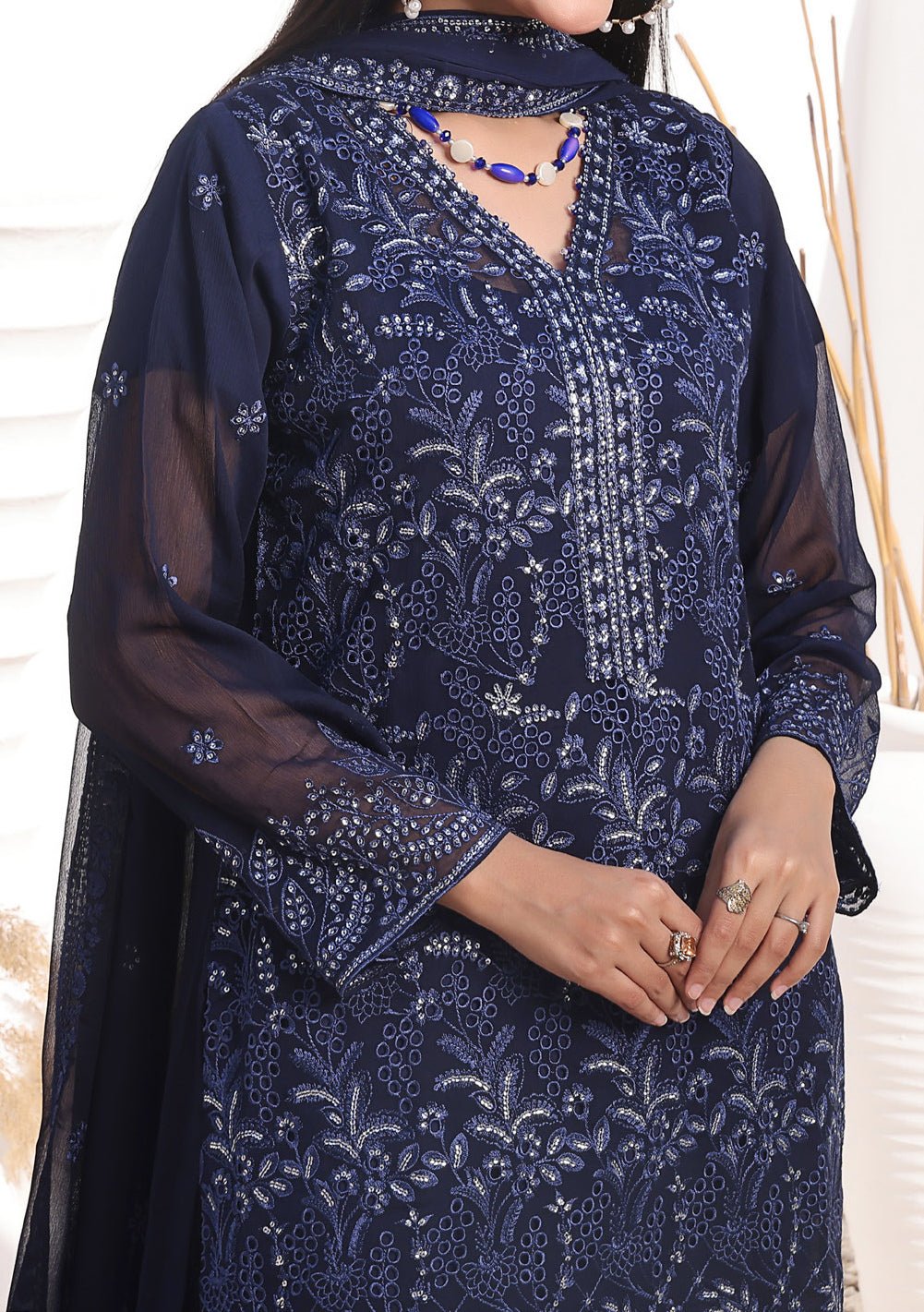 Bin Hameed Middhat Heavy Embroidered Chiffon Dress - db25893