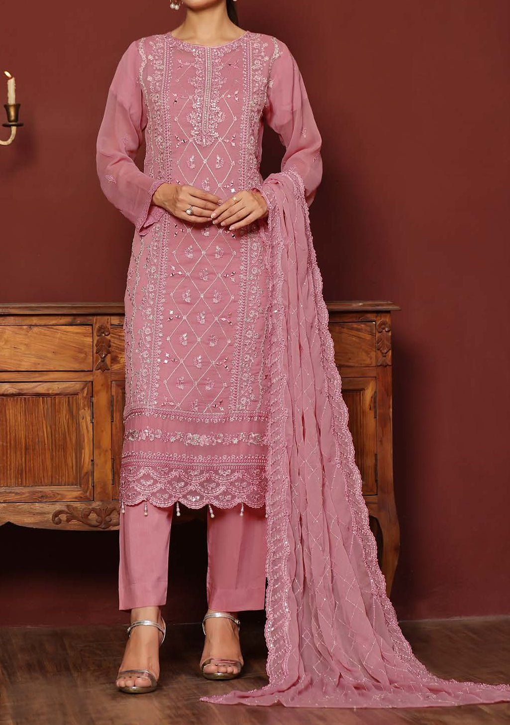 Bin Hameed Nashwa Luxury Embroidered Chiffon Dress - db27826