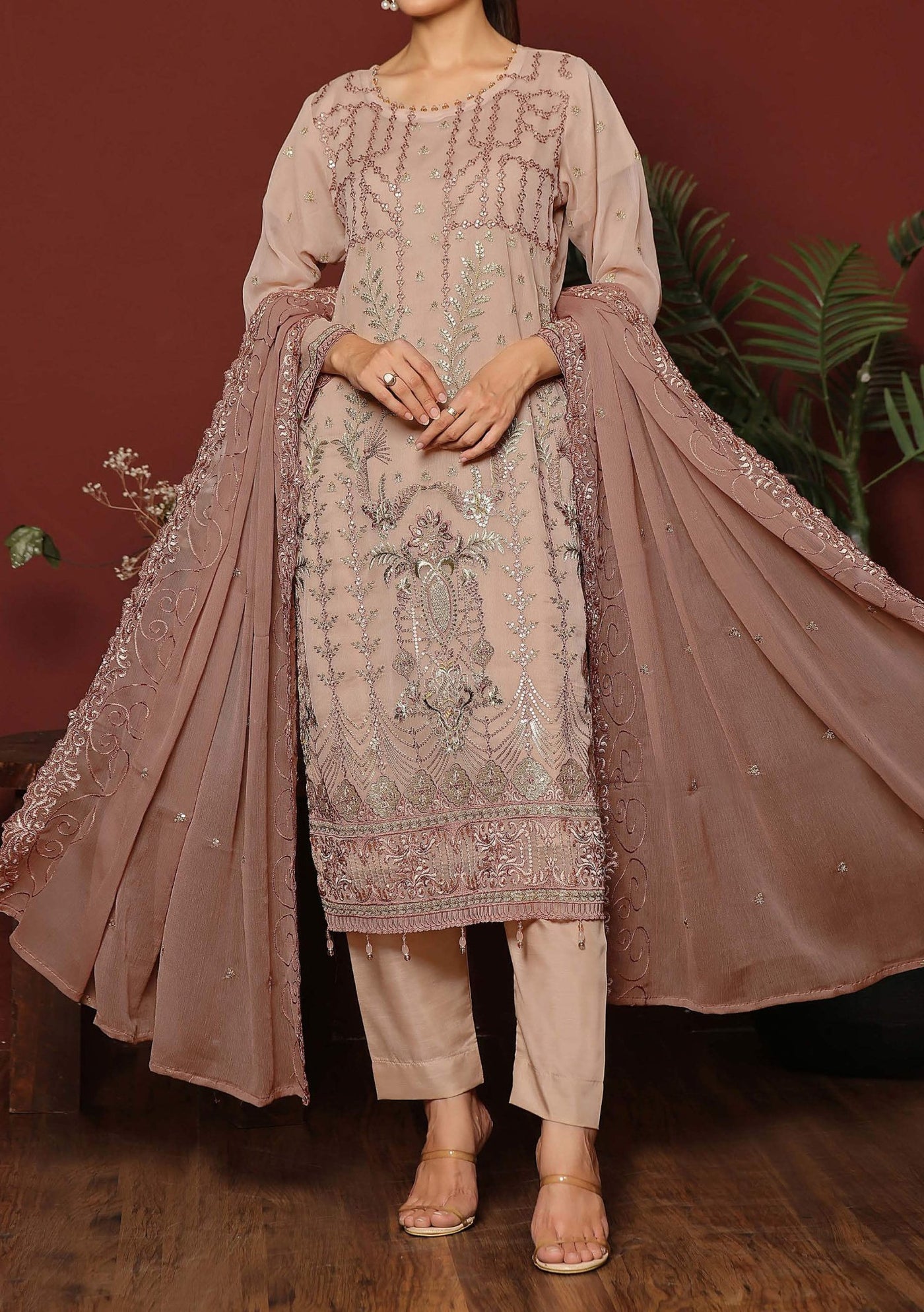 Bin Hameed Nashwa Luxury Embroidered Chiffon Dress - db27831