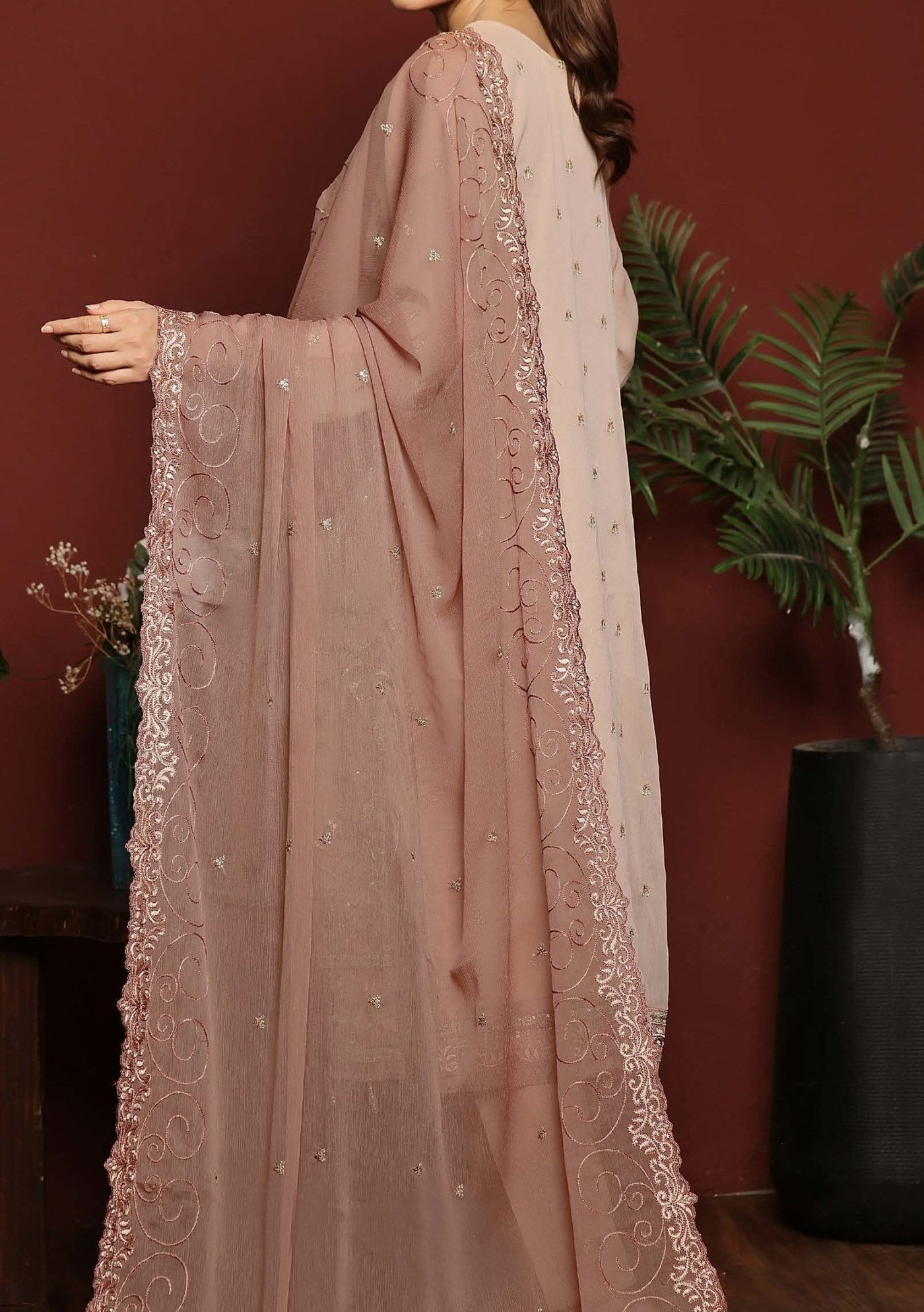 Bin Hameed Nashwa Luxury Embroidered Chiffon Dress - db27831