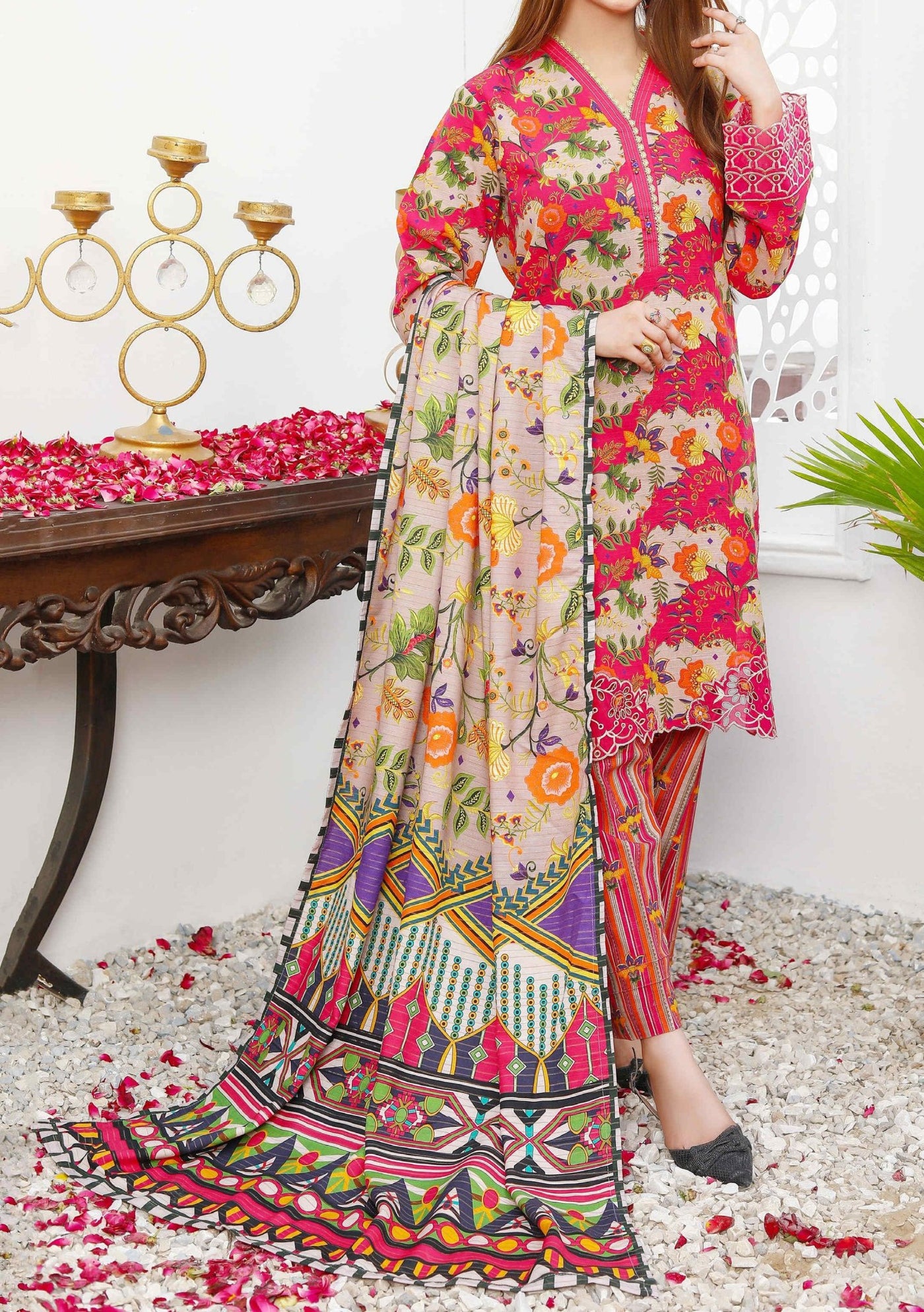 Bin Hameed Rachana Embroidered Khaddar Dress - db27820