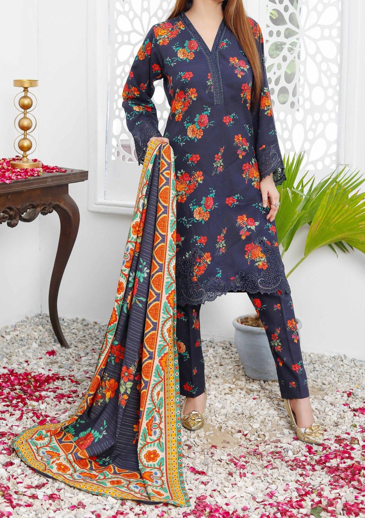 Bin Hameed Rachana Embroidered Khaddar Dress - db27822