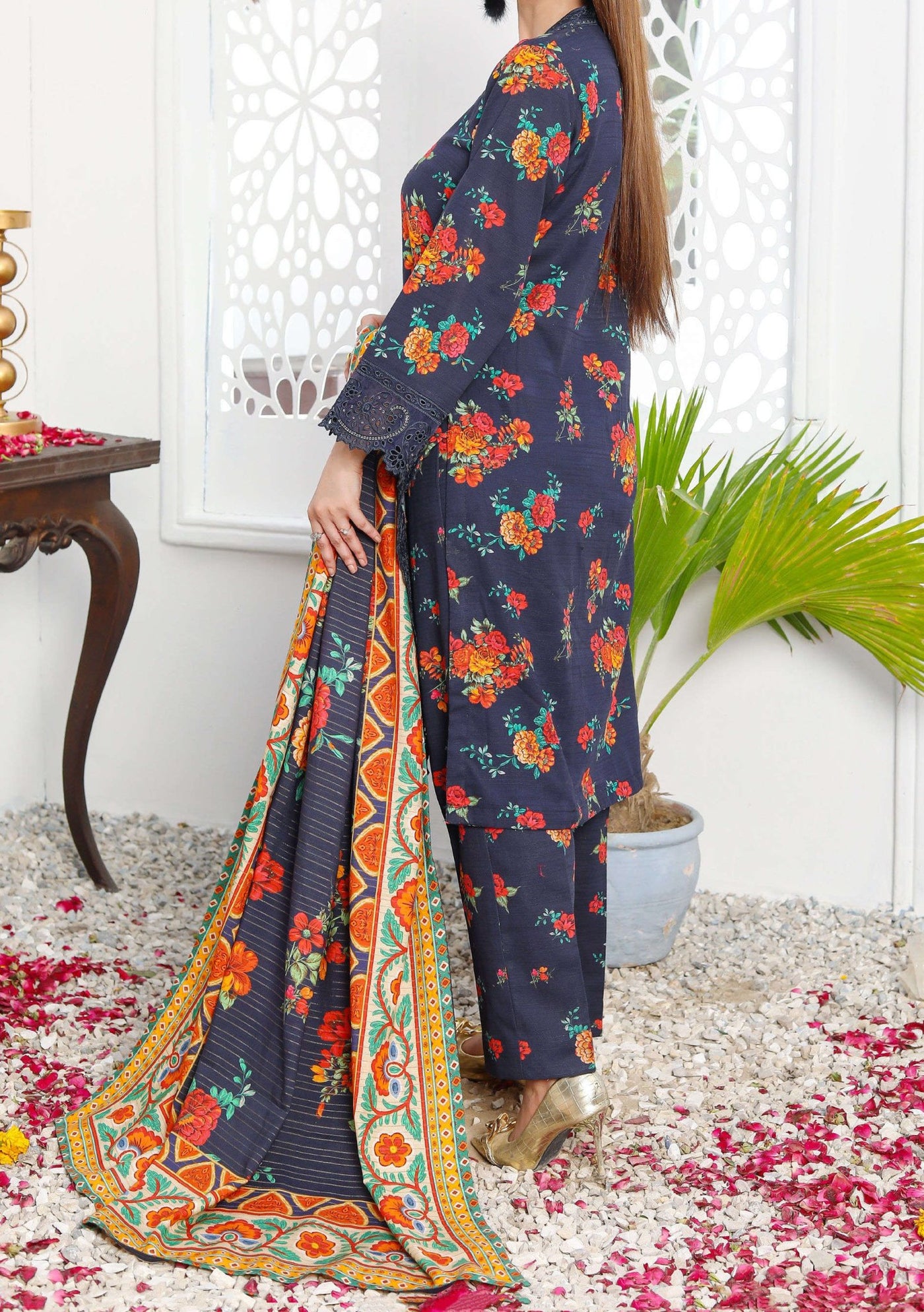 Bin Hameed Rachana Embroidered Khaddar Dress - db27822