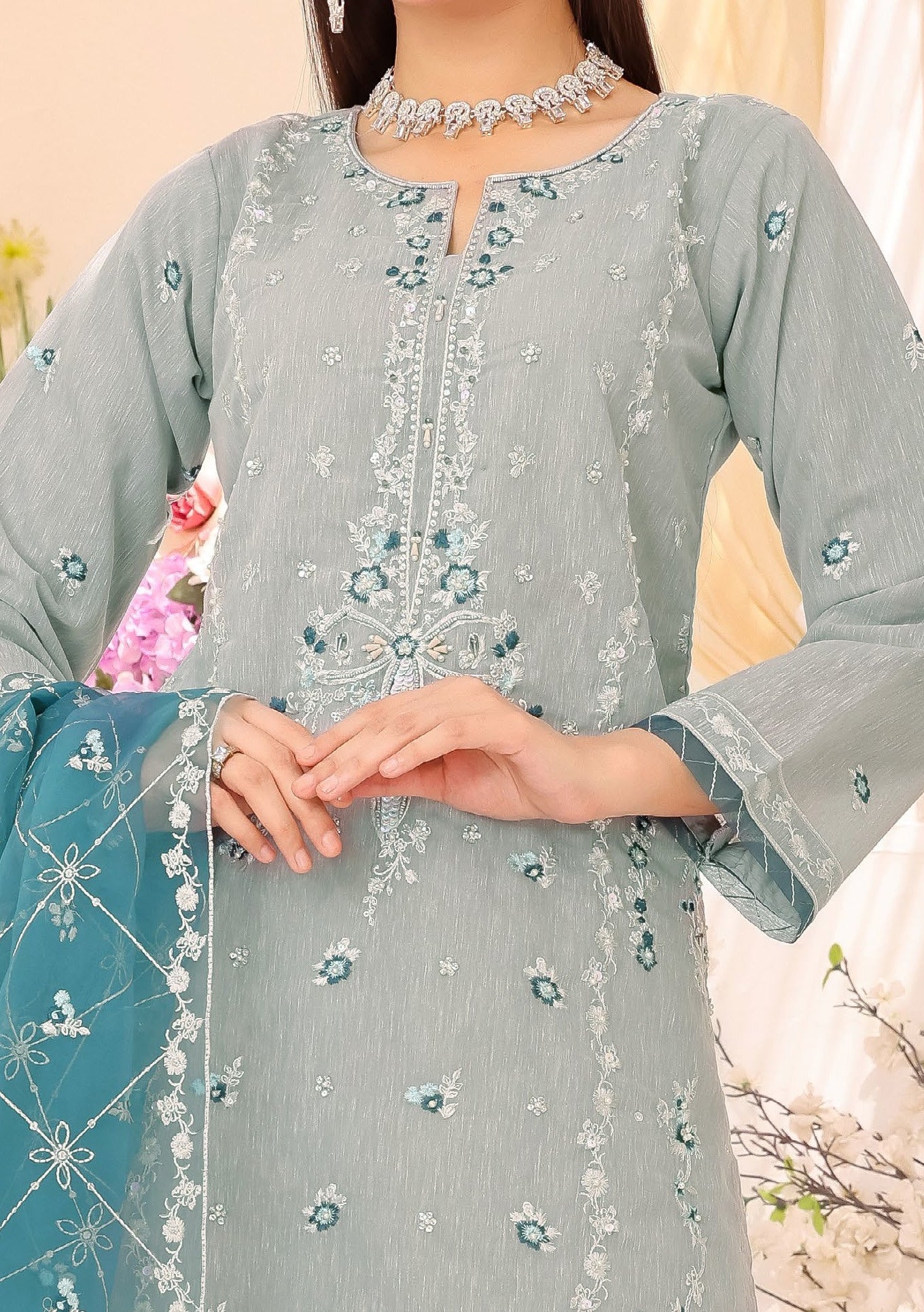 Bin Hameed Rang E Haya Heavy Embroidered Khaddi Net Dress - db25741