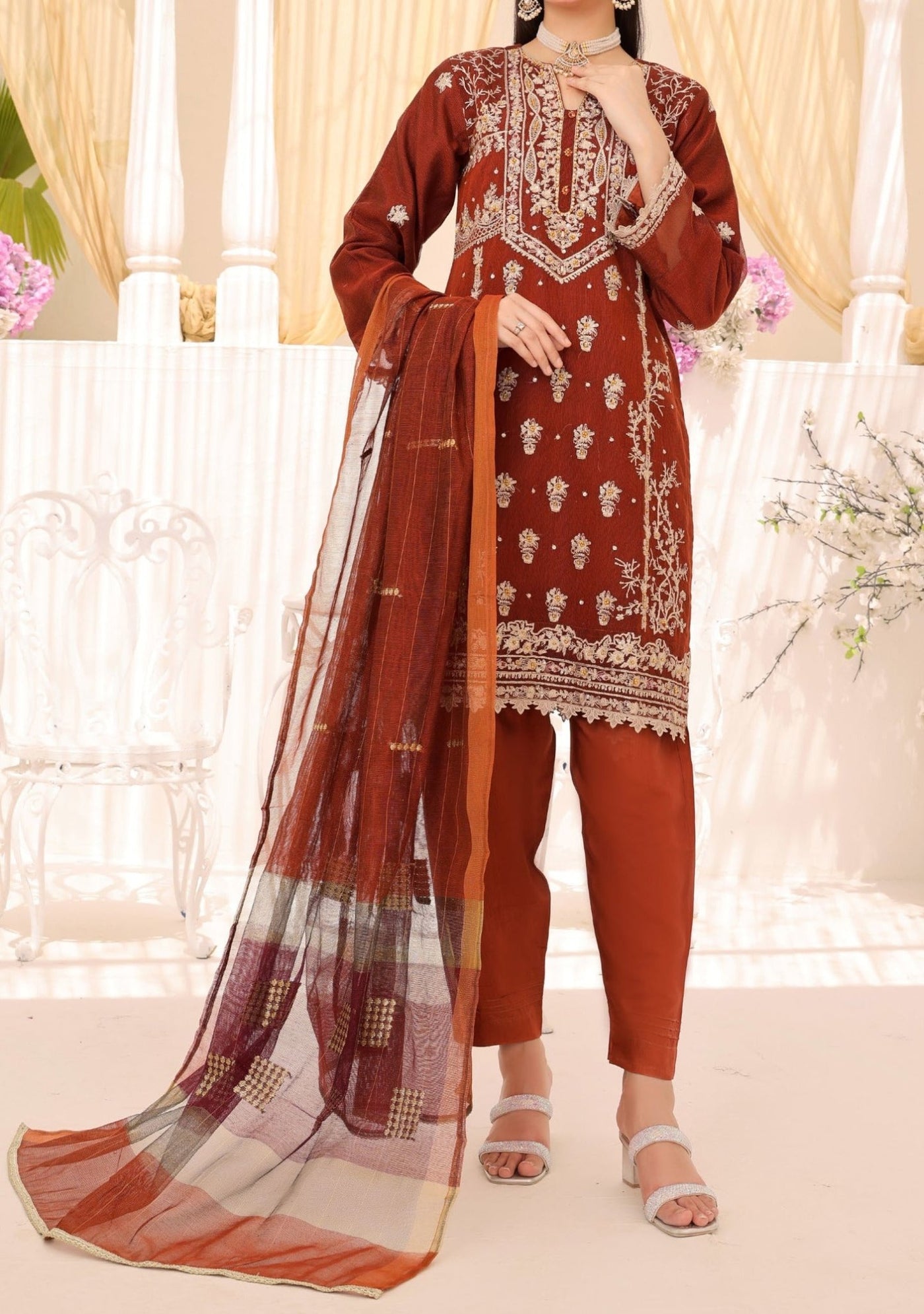Bin Hameed Rang E Haya Heavy Embroidered Khaddi Net Dress - db25745