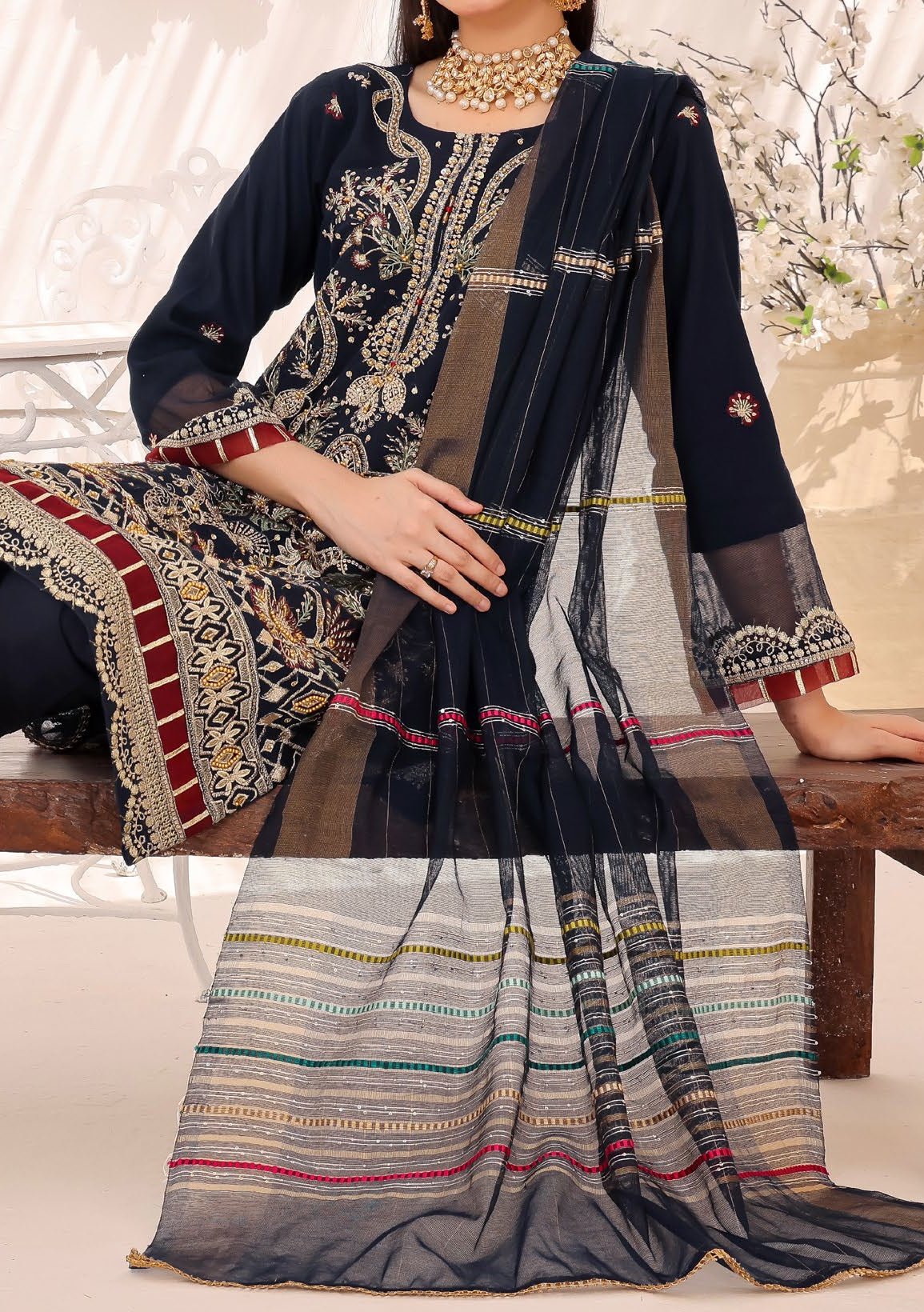 Bin Hameed Rang E Haya Heavy Embroidered Khaddi Net Dress - db25743