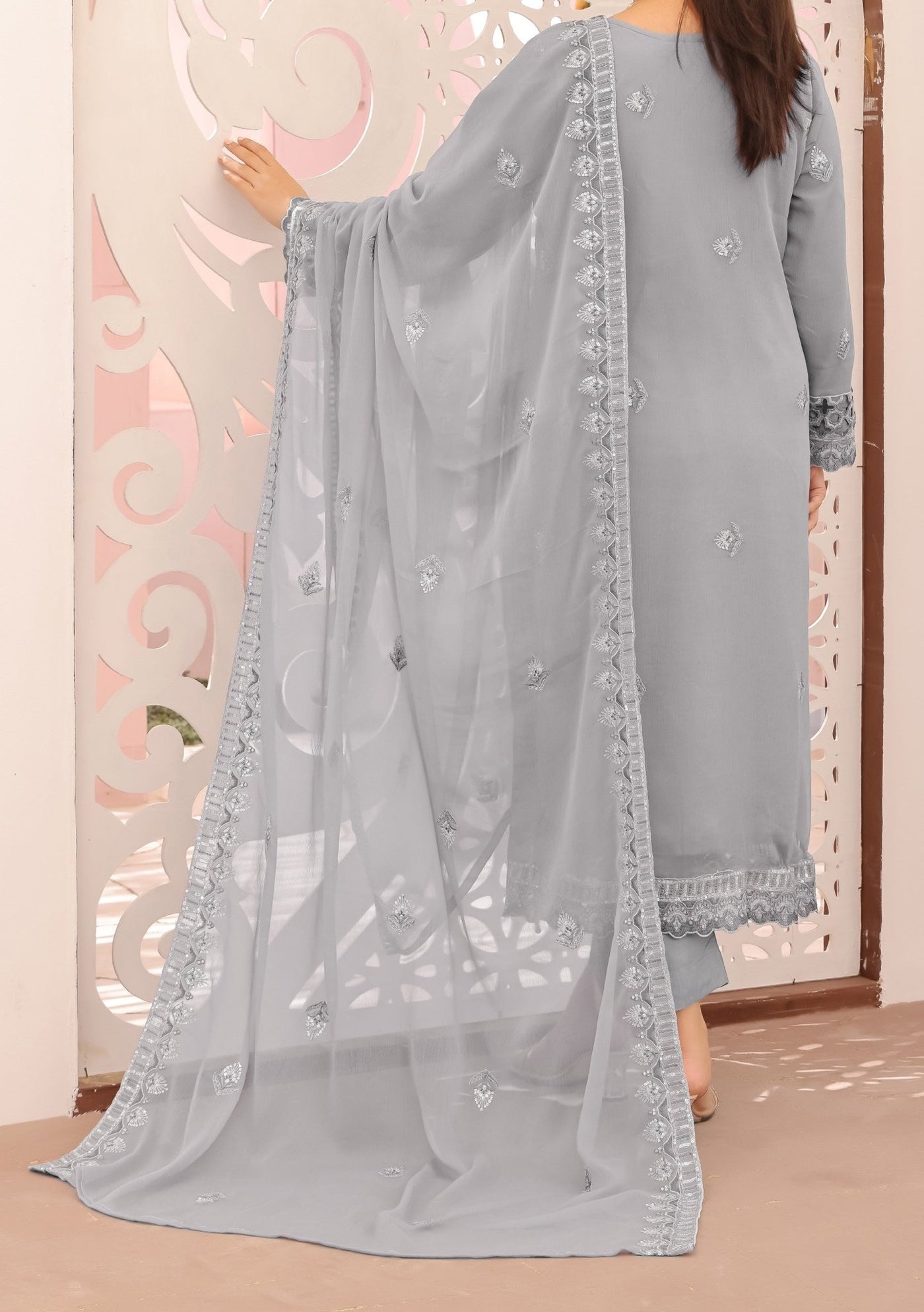 Rubab Model Bin Hameed Rubab Luxury Embroidered Chiffon Dress-db27847