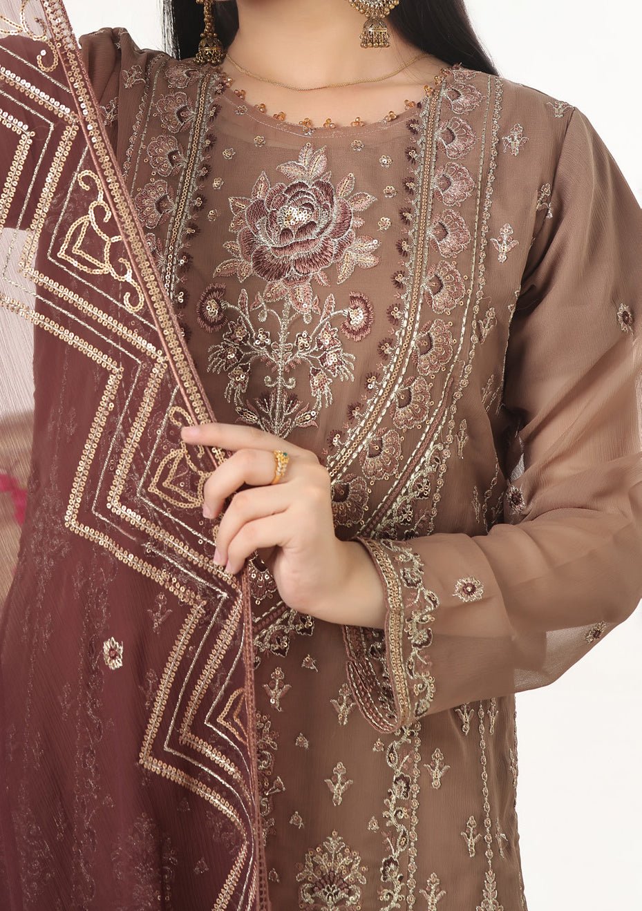 Bin Hameed Sidra Heavy Embroidered Chiffon Dress - db26172