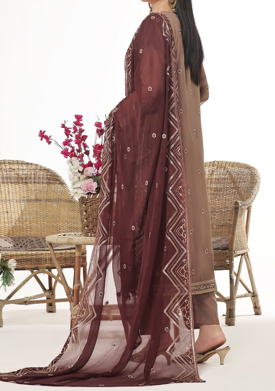 Bin Hameed Sidra Heavy Embroidered Chiffon Dress - db26172