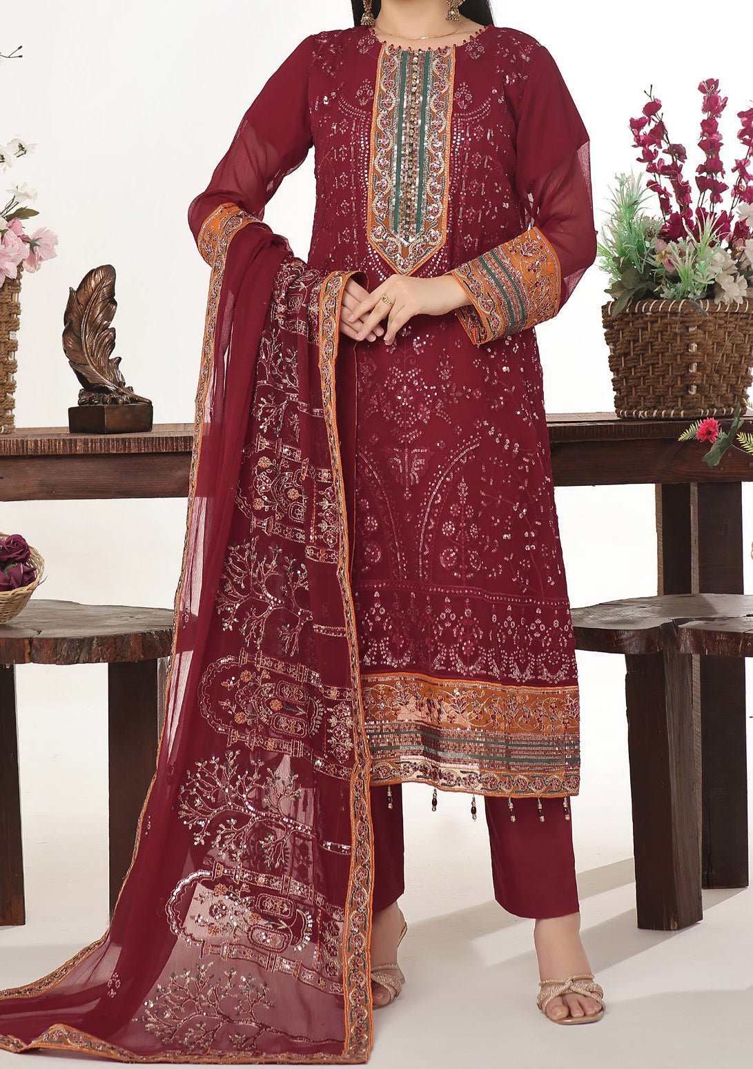 Bin Hameed Sidra Heavy Embroidered Chiffon Dress - db26170