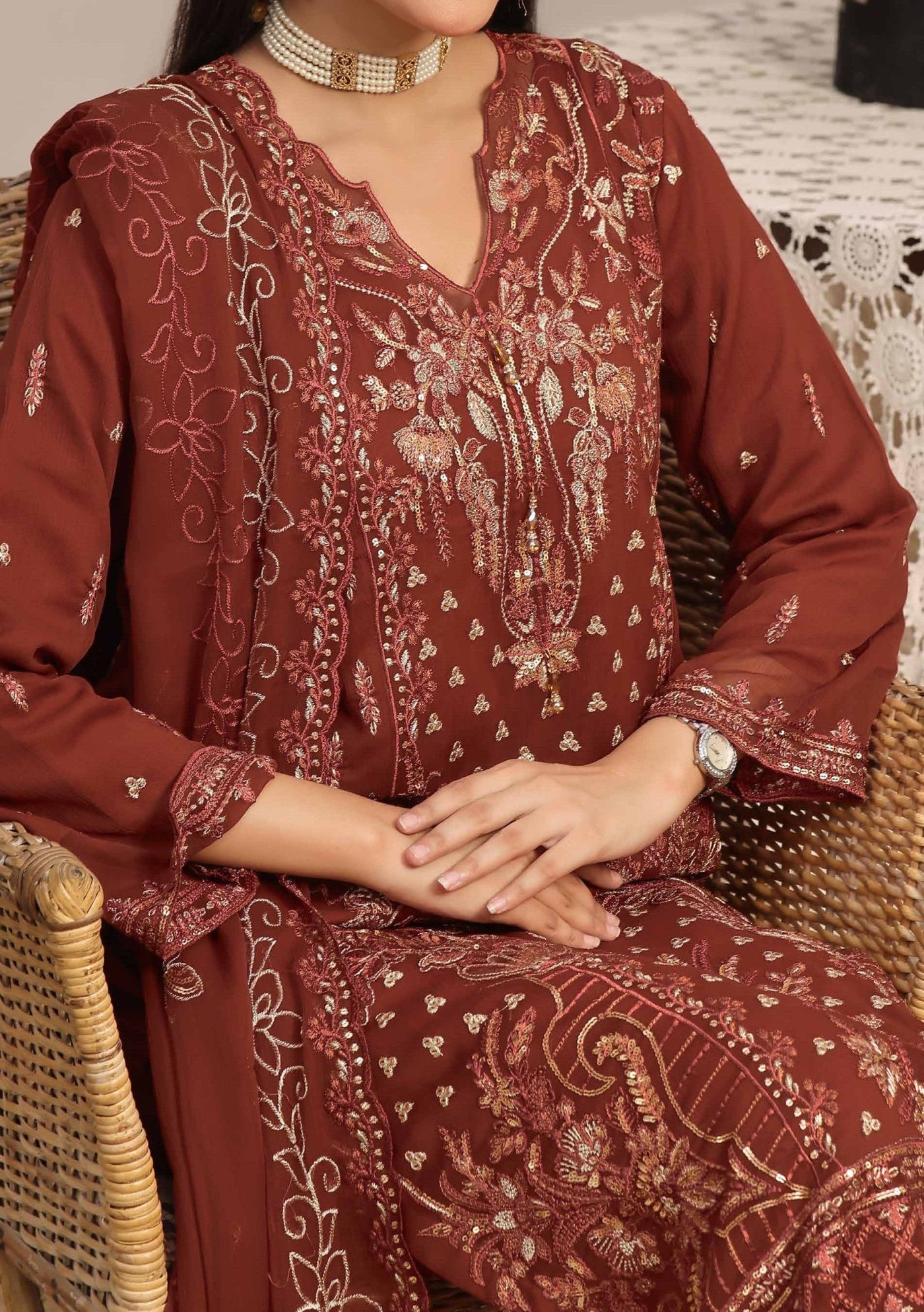 Bin Hameed Sifra Luxury Embroidered Chiffon Dress - db27695