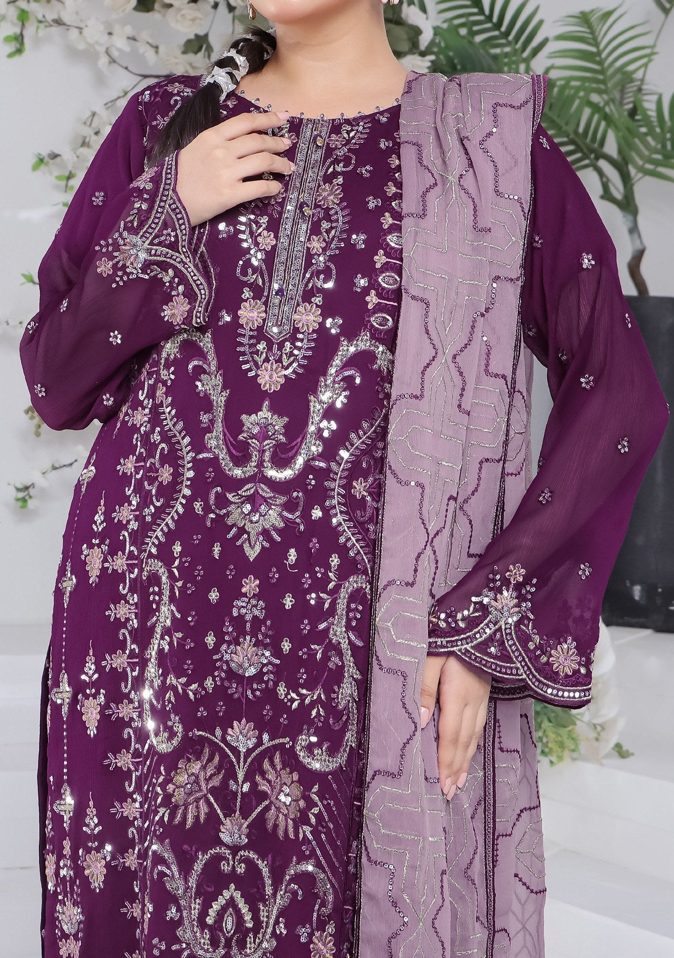 Bin Hameed Suffha Luxury Embroidered Chiffon Dress - db26670